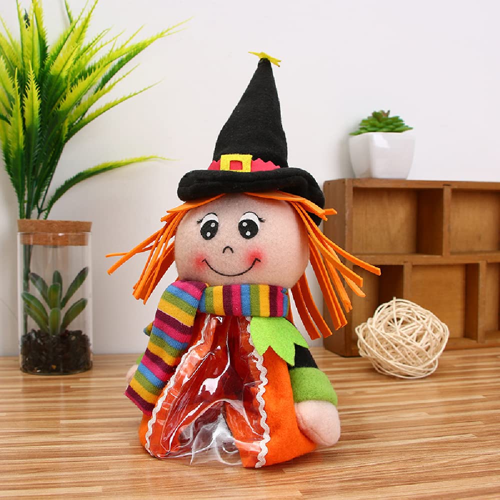 Quenny Halloween Decorations - Cartoon Pumpkin Doll Candy Gift Bags with Zipper, Orange Hair Pumpkin Doll Party Favors for Trick or Treat, Halloween Parties & Home Decor