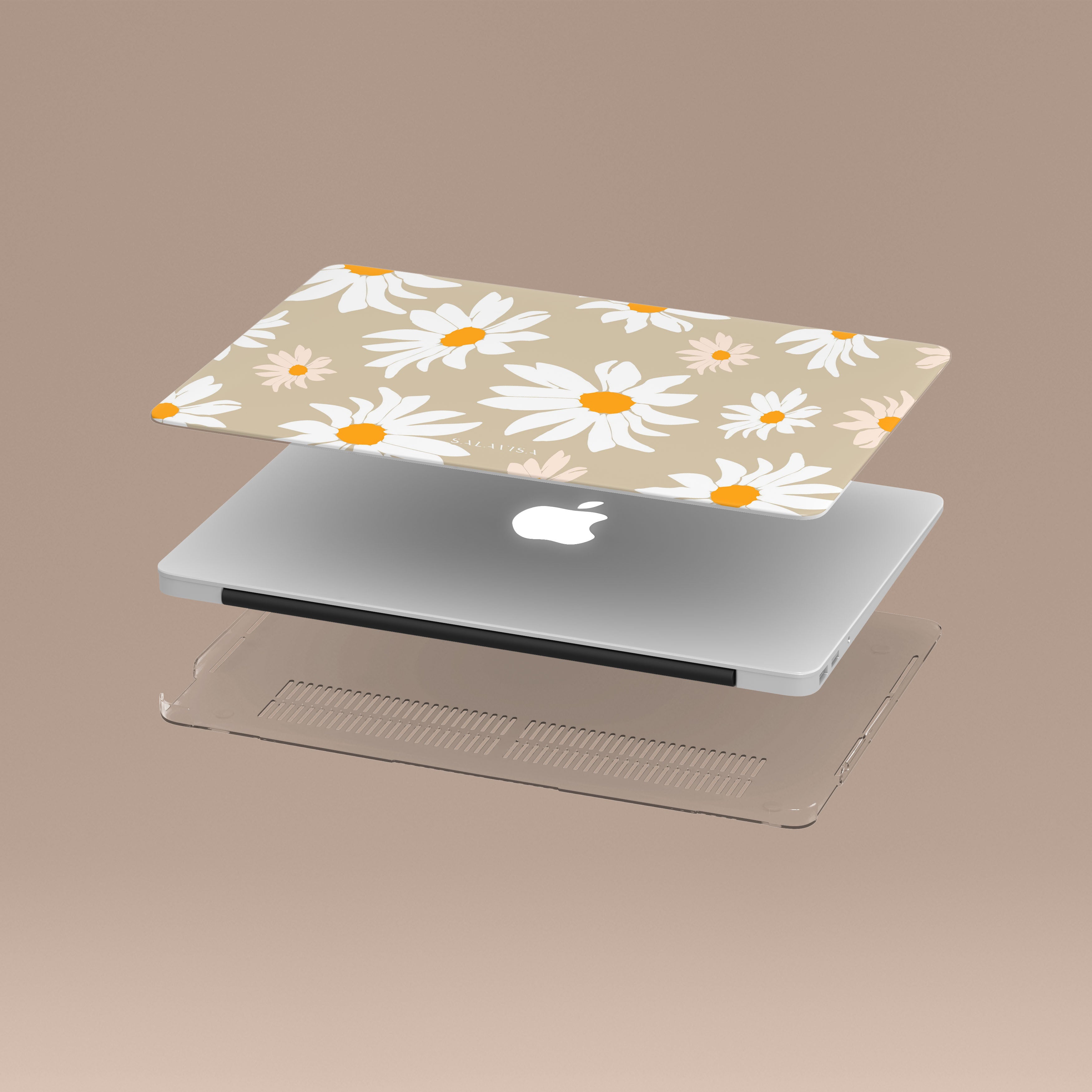 Beige Daisy MacBook Case - Cute Floral Laptop Cover for MacBook Air & Pro - Perfect for School, Work & Travel Accessories