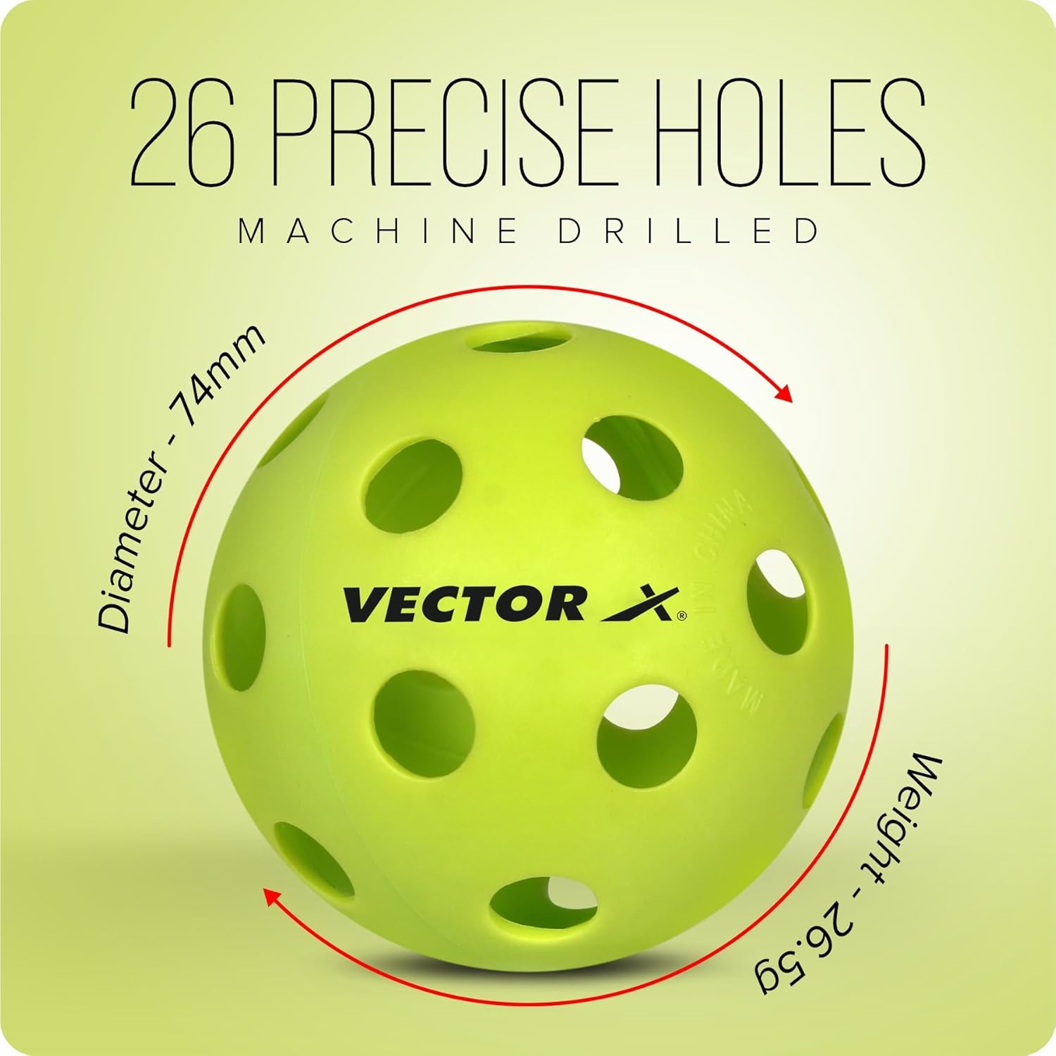 Premium Vector X Pickleballs - Pack of 6 | Durable Outdoor Sports Balls for Pickleball Tournaments & Backyard Games