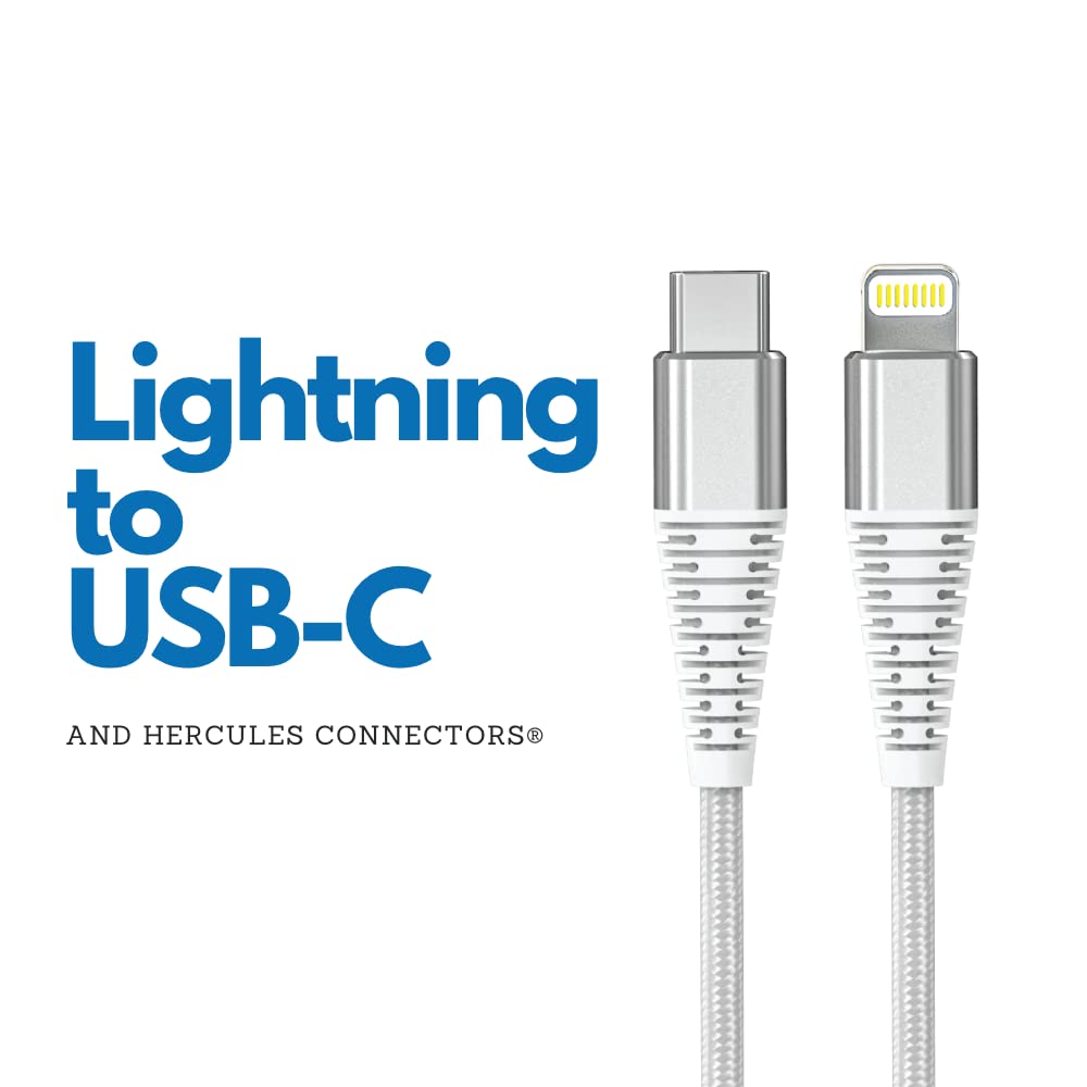 Premium 6FT USB-C to Lightning Cable [Apple MFI Certified] - Fast Charging Braided Cable with Kevlar Core & Durable Hercules Connectors for iPhone 14/13/12/11/X/8/Pro/Max - Perfect for Home, Office & Travel Charging
