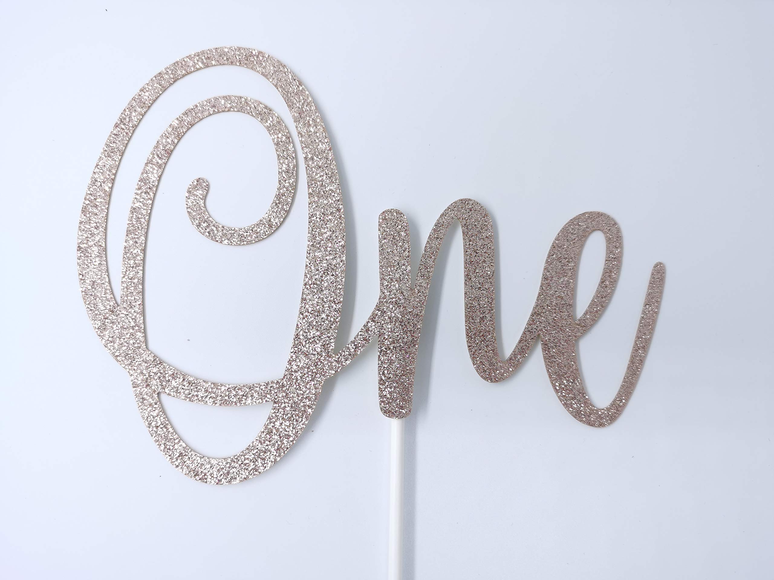 Rose Gold Glitter 'One' Cake Topper for 1st Birthday Party | Elegant First Birthday Cake Decorations for Girls | Perfect for Baby Girl's Birthday, Baby Shower & Celebration Cakes