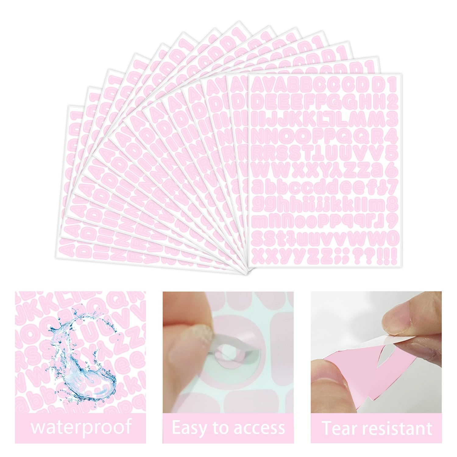 Pink Alphabet Letter Stickers - 1/2 Inch Self-Adhesive Vinyl Letters, Numbers for Mailbox, Bulletin Boards, Classroom & Home Decor - 10 Sheets Pack - Perfect for DIY Crafts, Scrapbooking, and Organization Projects