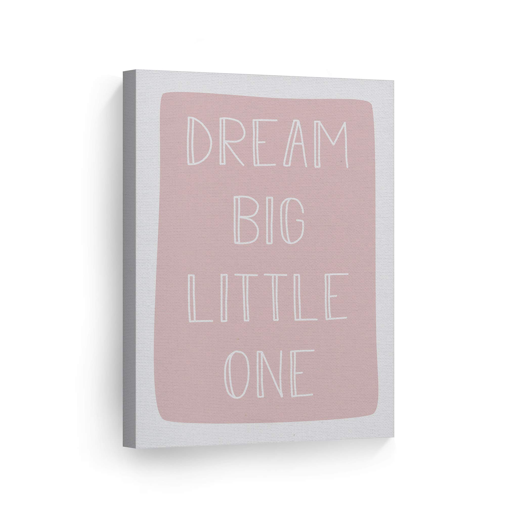 Dream Big Little One Lettering Pink Canvas Print - Nursery Wall Art, Kids Room Decor, Baby Room Decor - Ready to Hang 36x24 - Made in USA | Perfect for Nursery, Bedroom & Playroom Decorations