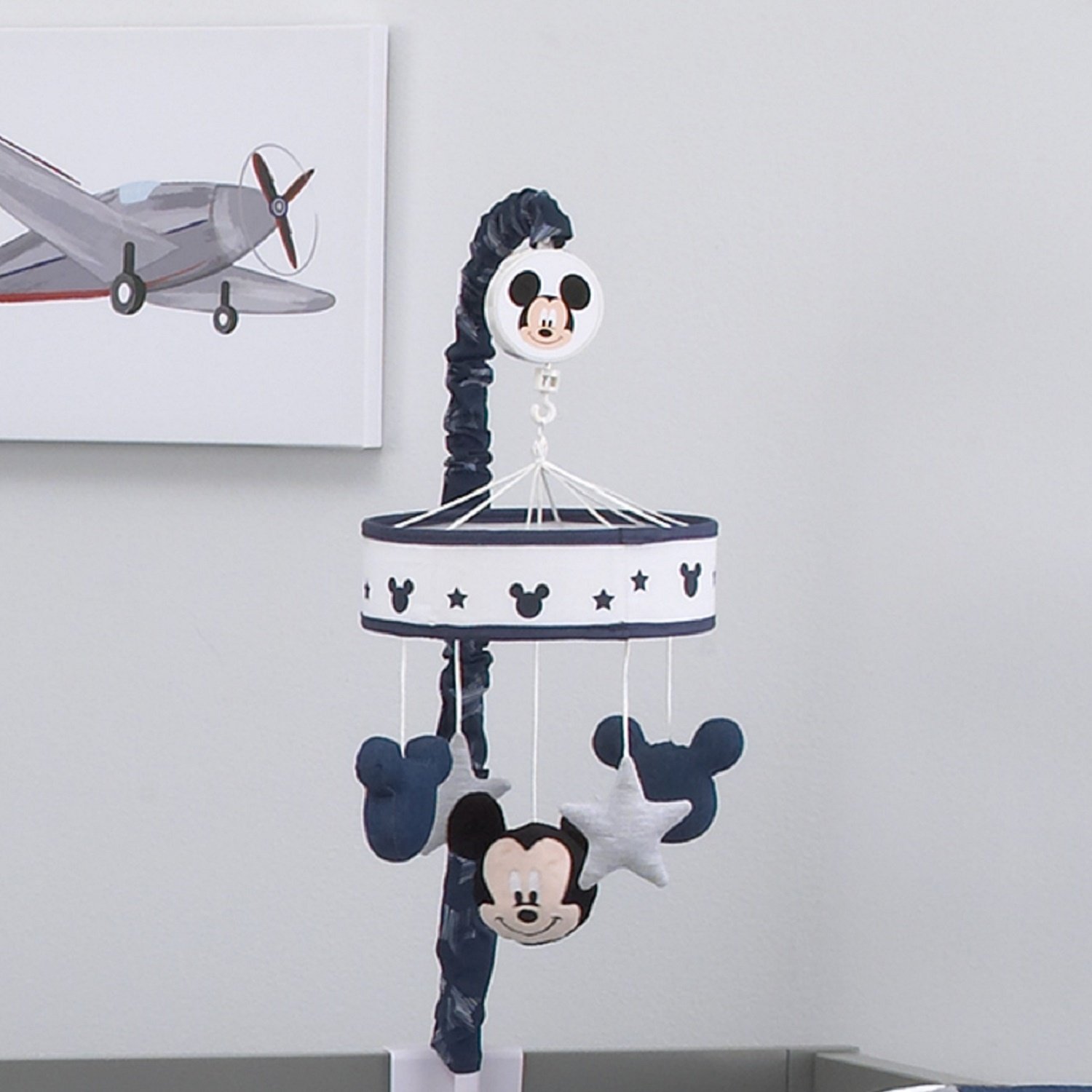 Disney Mickey Mouse Hello World Star Nursery Crib Musical Mobile - Navy Blue Baby Crib Toy with Soothing Music for Newborns & Infants | Perfect for Bedtime & Nursery Decor