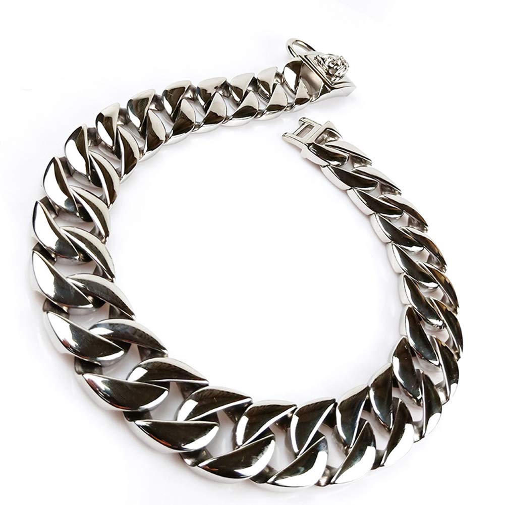 32MM Stainless Steel Dog Chain Collar - Heavy Duty Training Slip Collar for Large Dogs, Hip Hop Style Cuban Link Necklace (70CM) - Perfect for Pitbulls, Bulldogs & Bully Breeds - Durable & Stylish for Walks, Training & Fashion