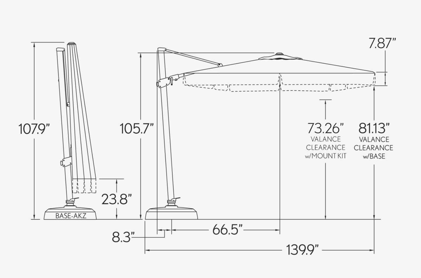 10' Square Cantilever Umbrella - Outdoor Patio Sun Shade with Adjustable Tilt - Perfect for Poolside, Garden, Deck, and Backyard Relaxation