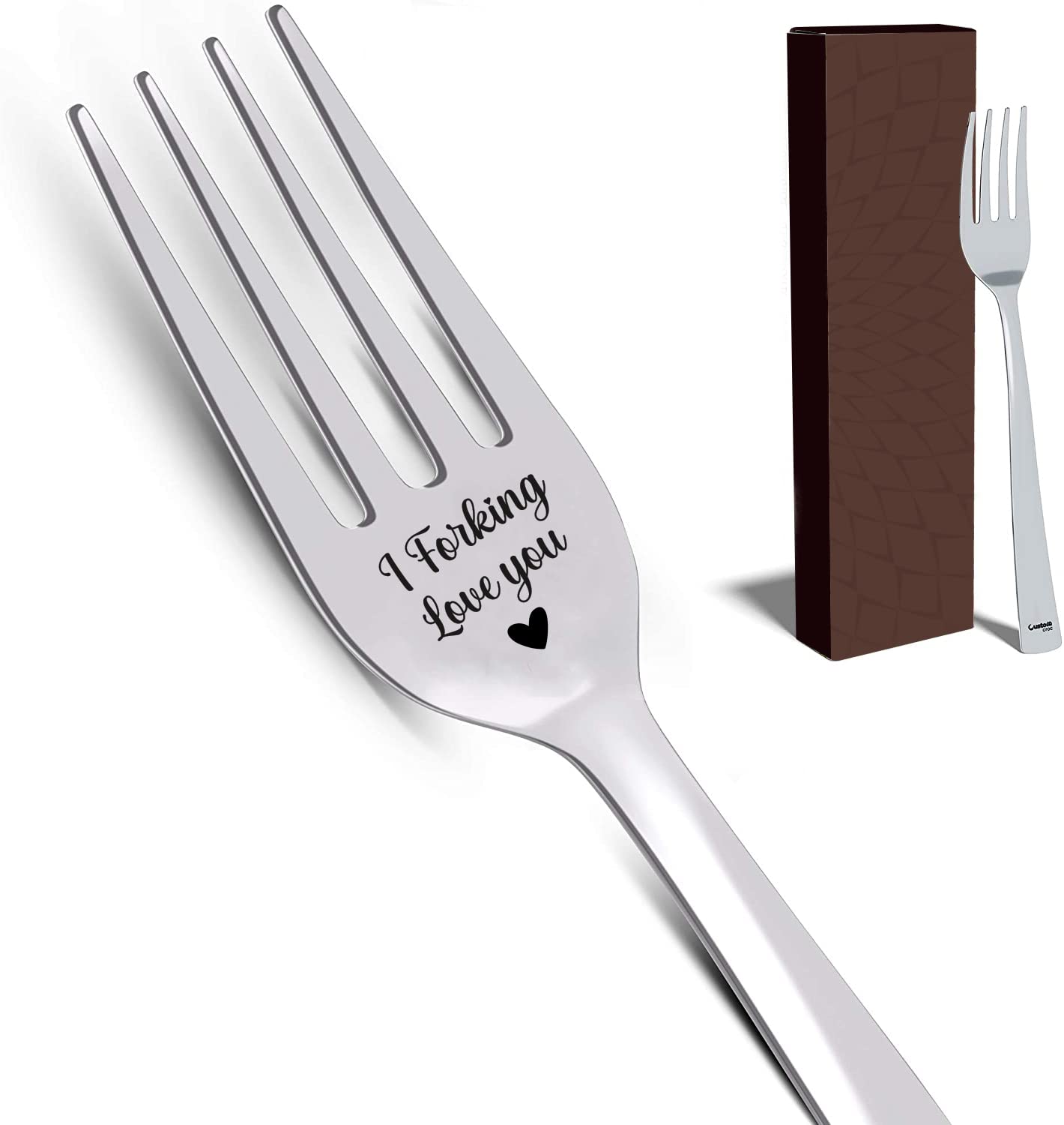 Funny Engraved Stainless Steel Forks - 'I Forking Love You' Dinner Forks Set - Unique Gift for Boyfriend, Girlfriend, Husband, Wife - Perfect for Weddings, Anniversaries & Valentine's Day - Ideal for Romantic Dinners, Special Occasions & Kitchen Decor