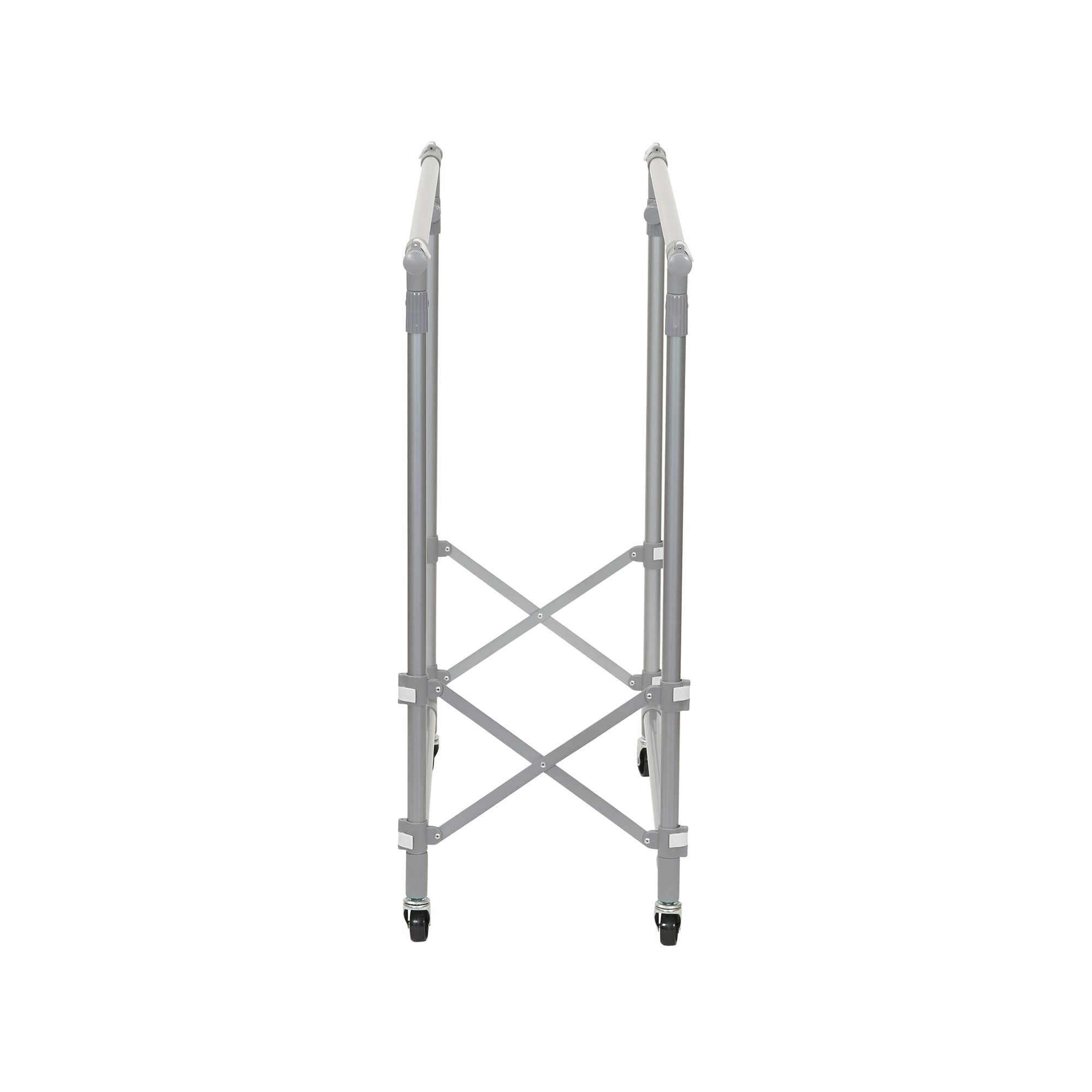 Premium Folding Double Garment Rack with Wheels - Heavy Duty Clothes Drying Rack for Laundry Room, Bedroom & Closet Organization | Space Saving Silver Garment Stand for Hanging Clothes, Towels & Coats (Ideal for Apartments, Dorms & Small Spaces)