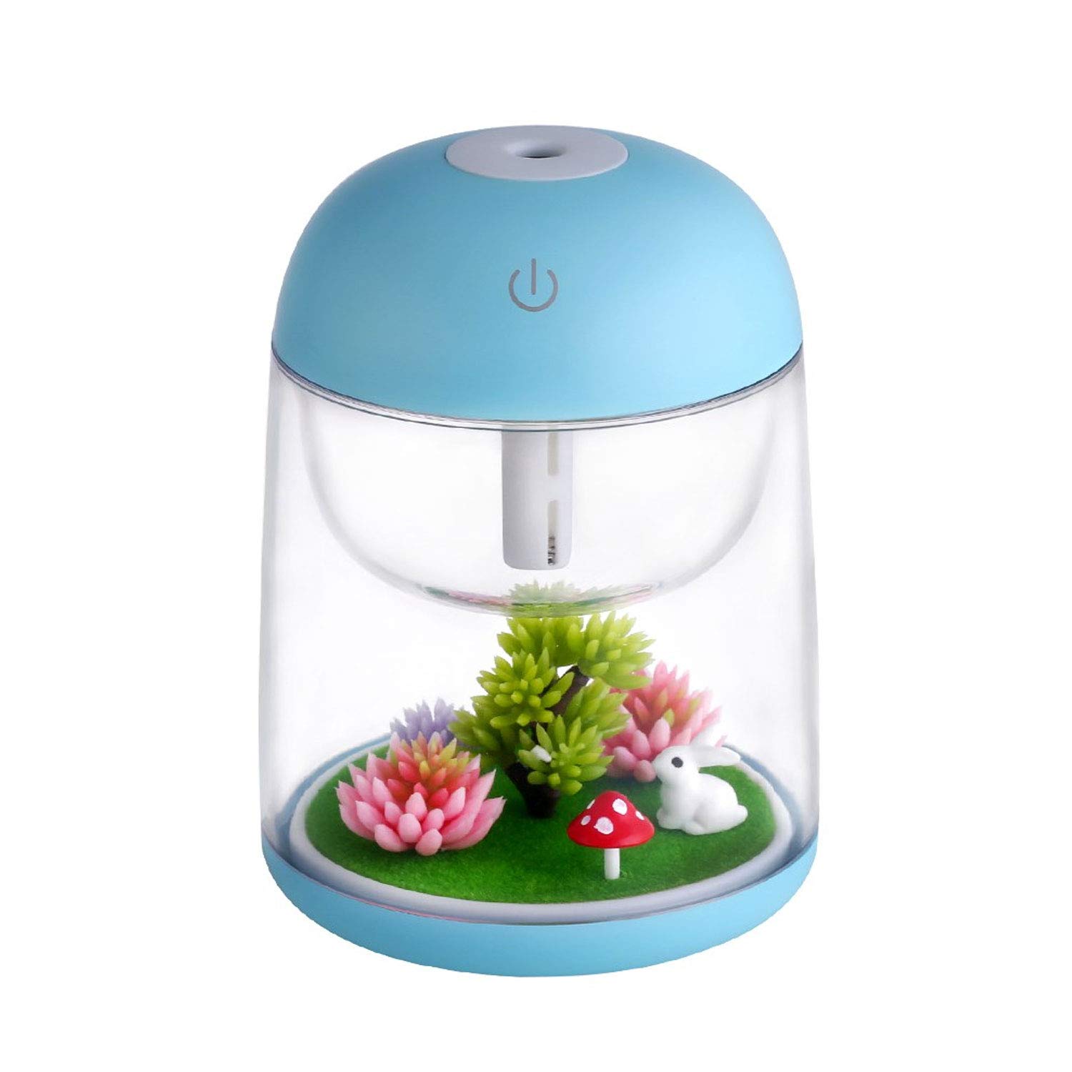 Mini USB Humidifier with 7-Color LED Light, Adjustable Mist Levels & Auto Shut-Off - Portable Air Moisturizer for Home, Office, Nursery, Travel - Perfect for Dry Skin, Allergies & Better Sleep (Blue)