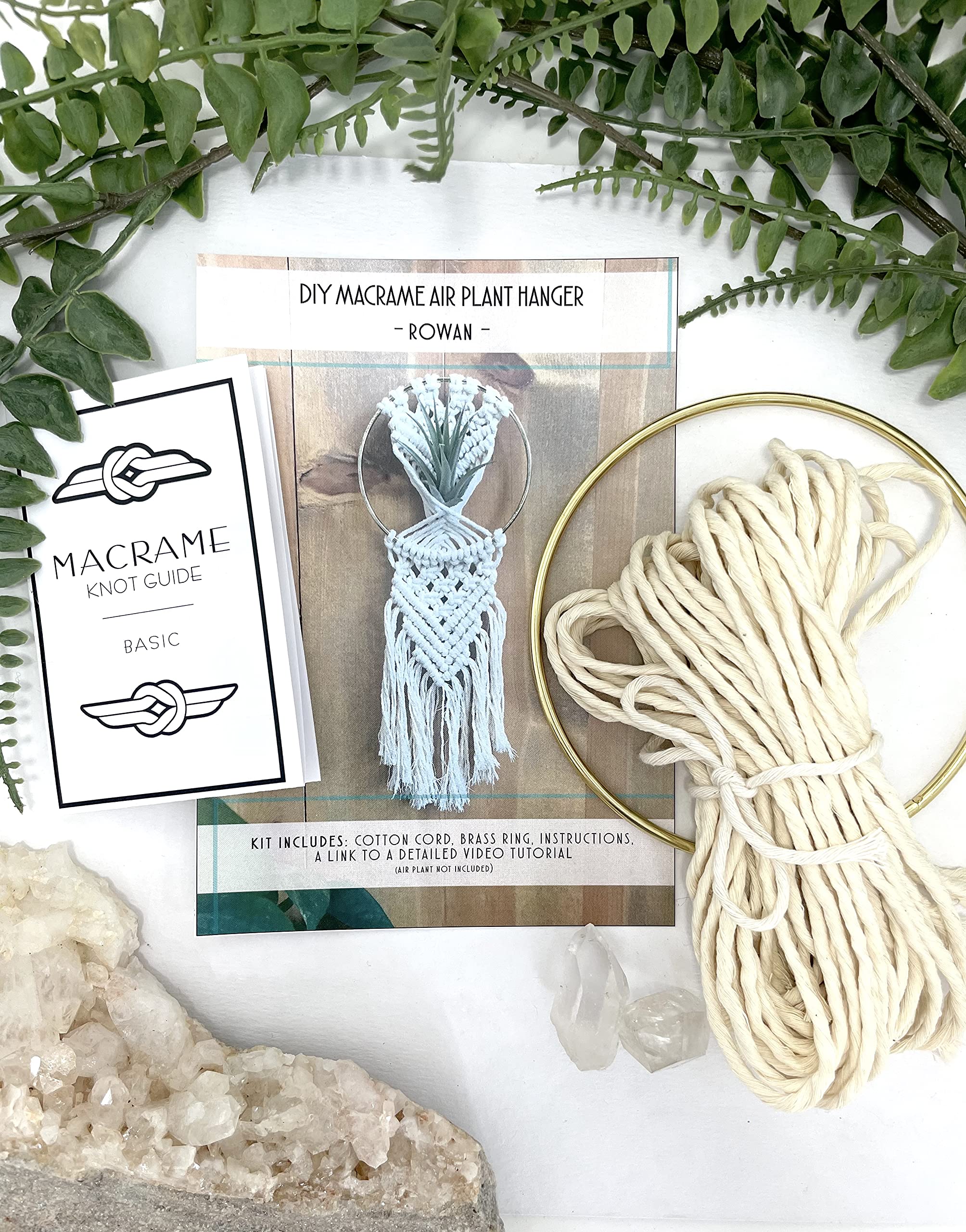 DIY Macrame Air Plant Hanger Kit - Handmade Boho Home Decor for Indoor Plants, Wall Hanging or Gift - Perfect for Living Room, Bedroom, Balcony & Office Decor
