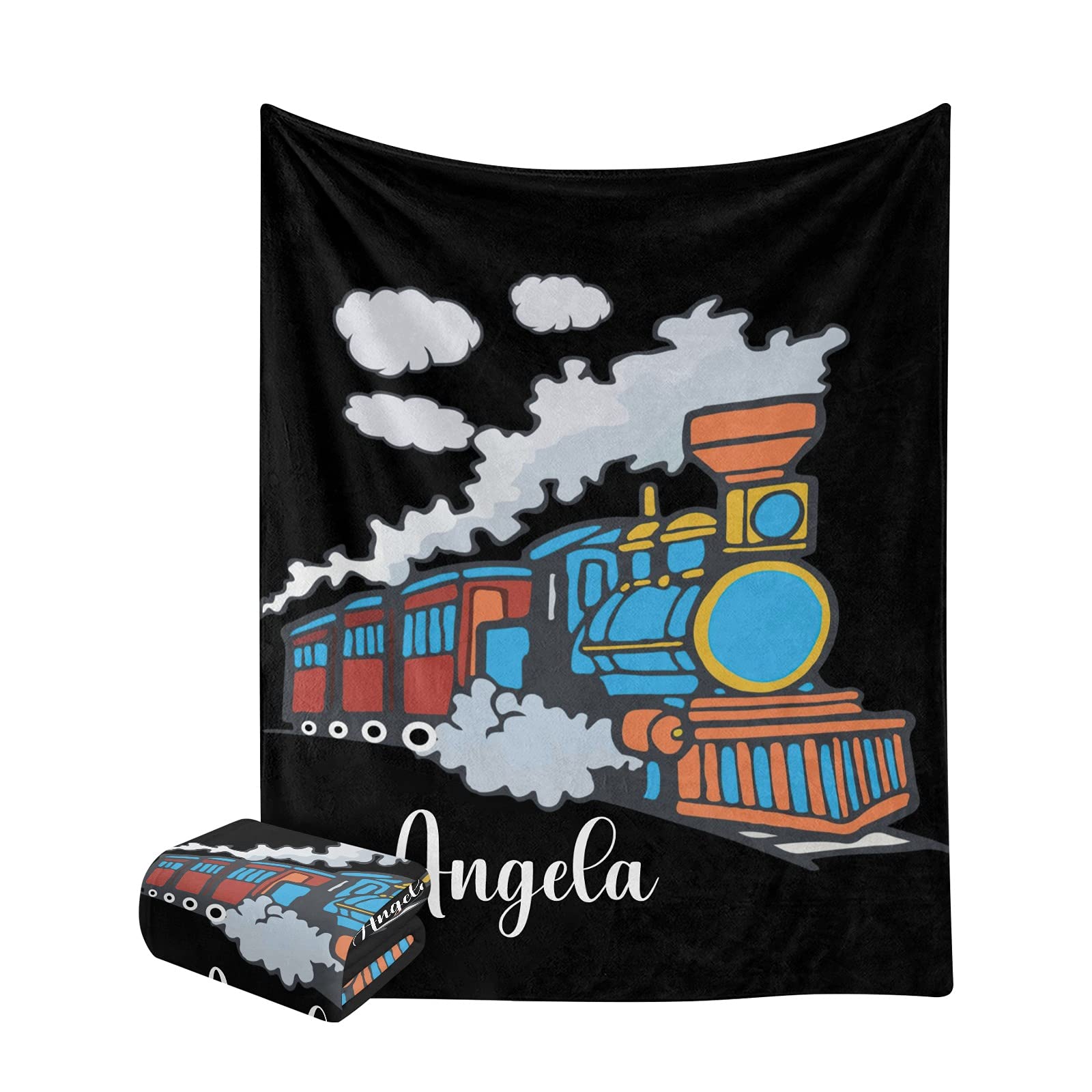 Personalized Cartoon Train Baby Blanket - Soft Fleece Swaddling & Nursery Throw for Newborns (30