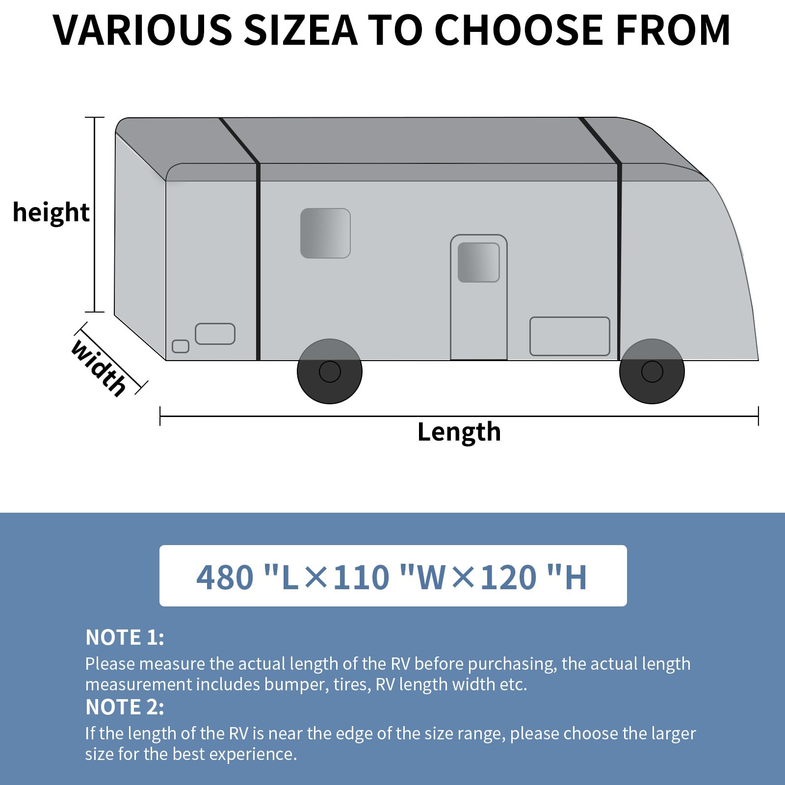 2024 Upgraded RV Cover 37-40 ft - Heavy Duty 5-Layer Waterproof Windproof Camper Cover with UV Protection for Travel Trailers | Perfect for Outdoor Storage, Winter Protection & Long Road Trips