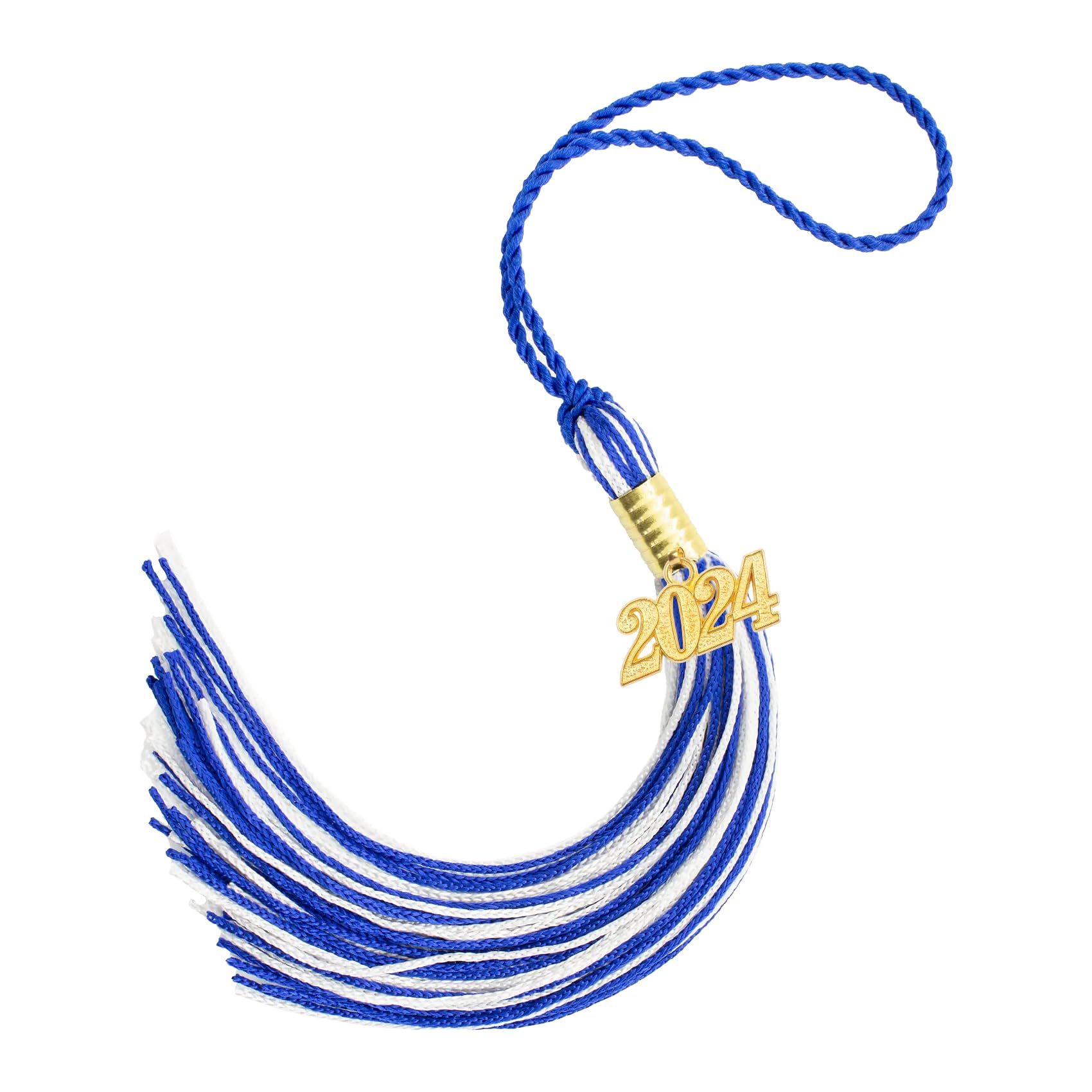 2024 Graduation Tassel - Blue and White High School Cap Decorations for Graduation Party, Gifts & Commencement Ceremony | Perfect for Graduation Photos, Yearbook Signing & School Spirit Events
