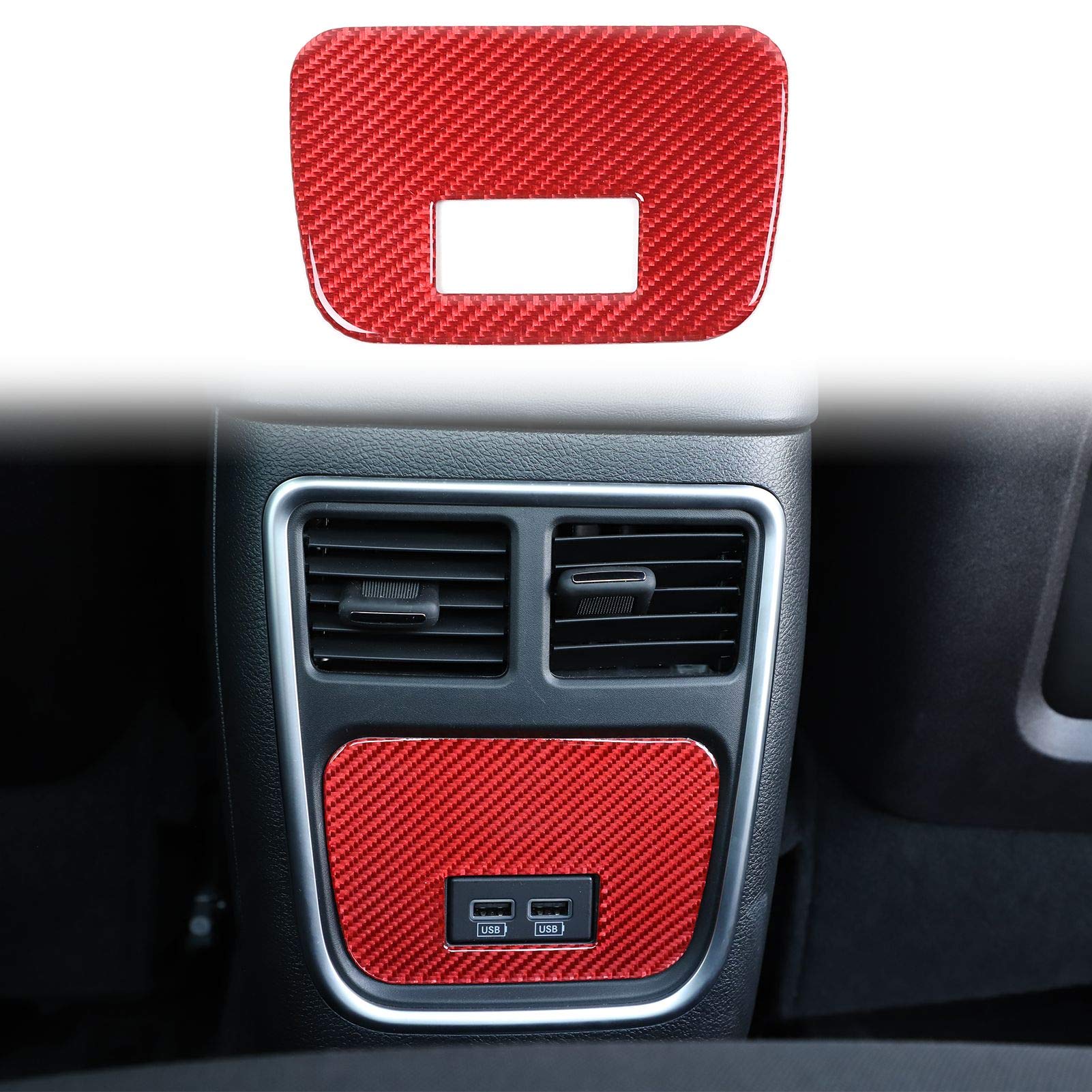 Premium Red Carbon Fiber AC Vent Trim for 2015-2019 Dodge Charger - Interior Upgrade Accessory | Enhances Dashboard Style & Protects Air Outlets