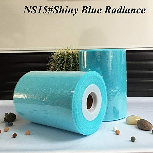 100 Yards 6-Inch Shiny Shimmering Tulle Fabric Rolls - Party Decorations, Wedding Decor, DIY Crafts, Tutu Skirts & Dress Making (Blue Radiance) - Perfect for Birthday Parties, Bridal Showers & Costume Design