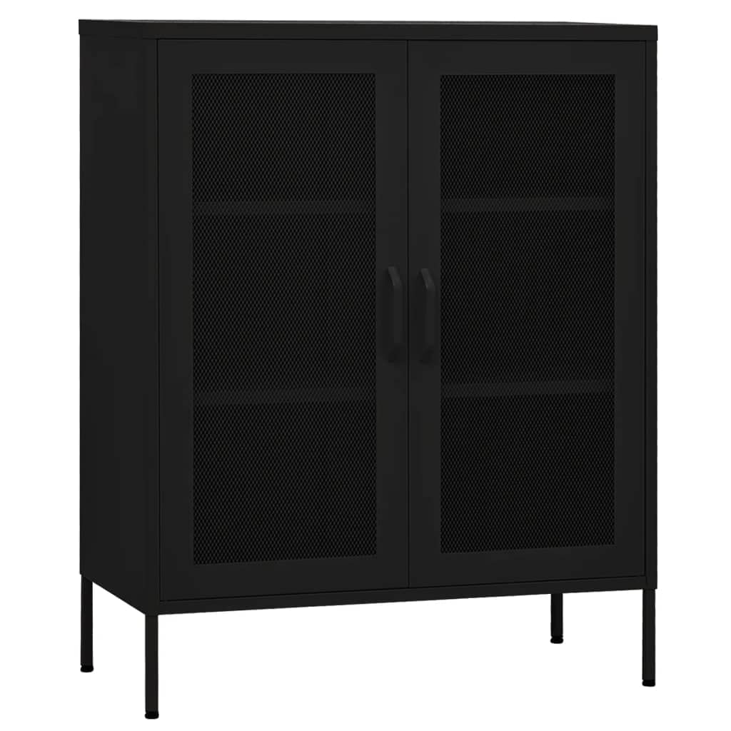 Black Steel Bookcase Storage Cabinet 31.5x13.8x40 Inches - Modern Storage Furniture for Bathroom, Kitchen, Living Room & Bedroom - Perfect for Organizing Books, Decor & Household Items