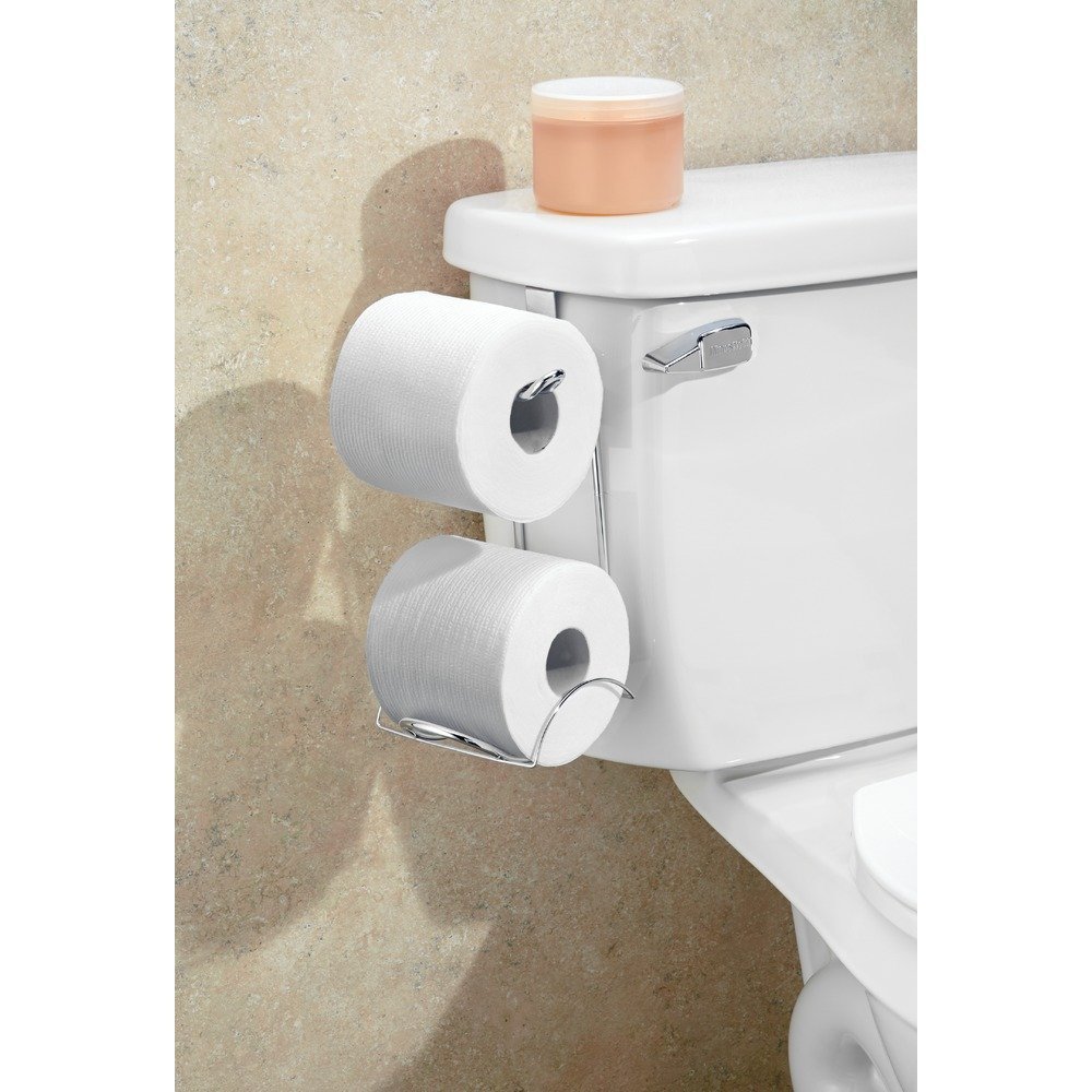 iDesign Classico Steel Toilet Paper Holder - Chrome Over the Tank Bathroom Tissue Organizer | Space-Saving Toilet Paper Storage for Small Bathrooms & Powder Rooms