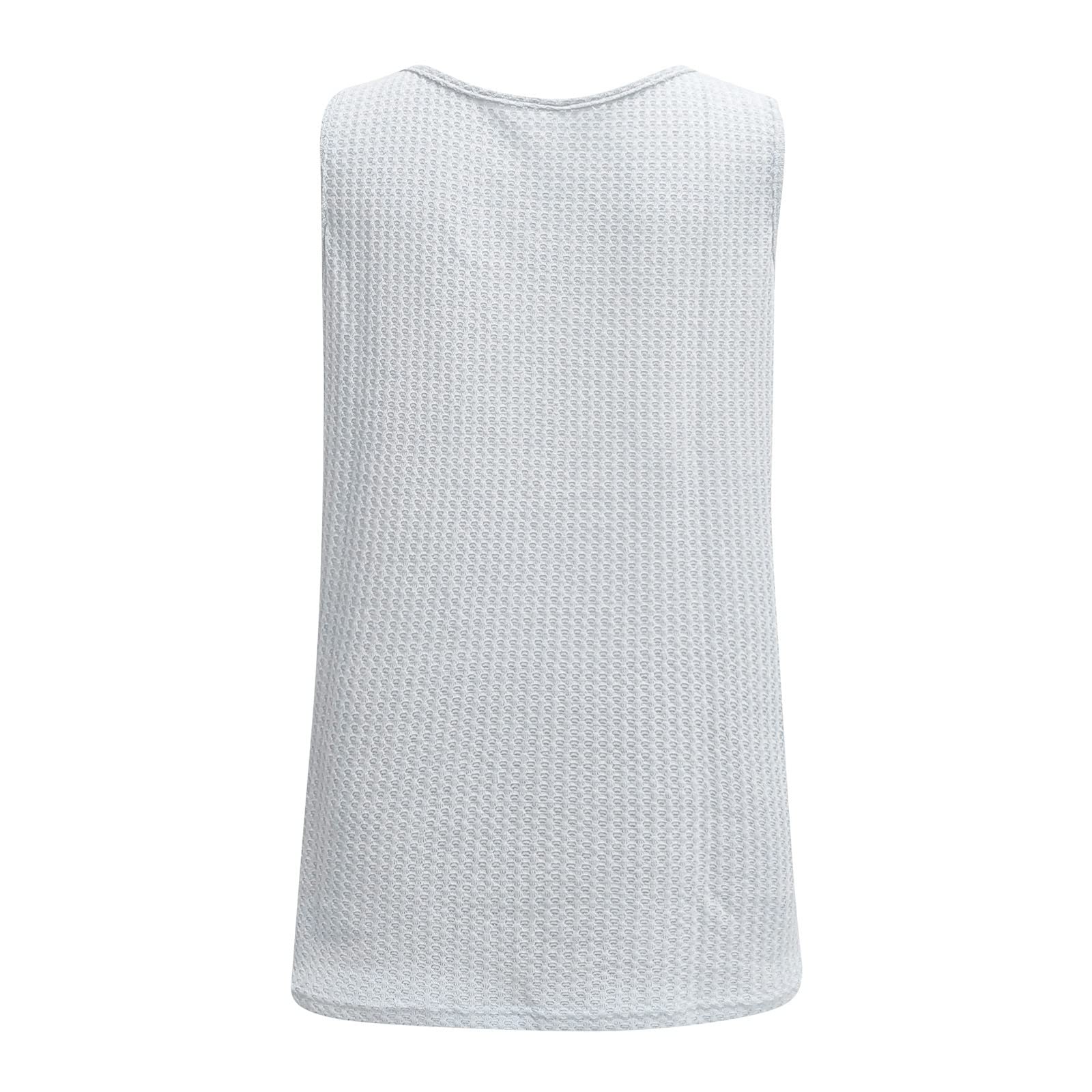 Women's Summer Waffle Knit Tank Tops - V Neck Henley Sleeveless Button-Up Blouses & Loose Tunic Tops | Casual Beach Wear, Vacation Outfits, Layering Vests