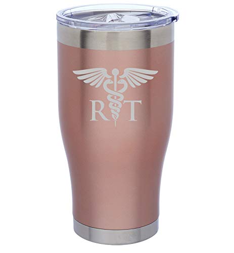 Rose Gold Double Wall Vacuum Insulated Stainless Steel Tumbler - 24oz Leakproof Travel Mug for Coffee & Tea - Perfect for Nurses, RT Respiratory Therapists & Office Workers - Ideal Gift for Travel, Work & Outdoor Activities