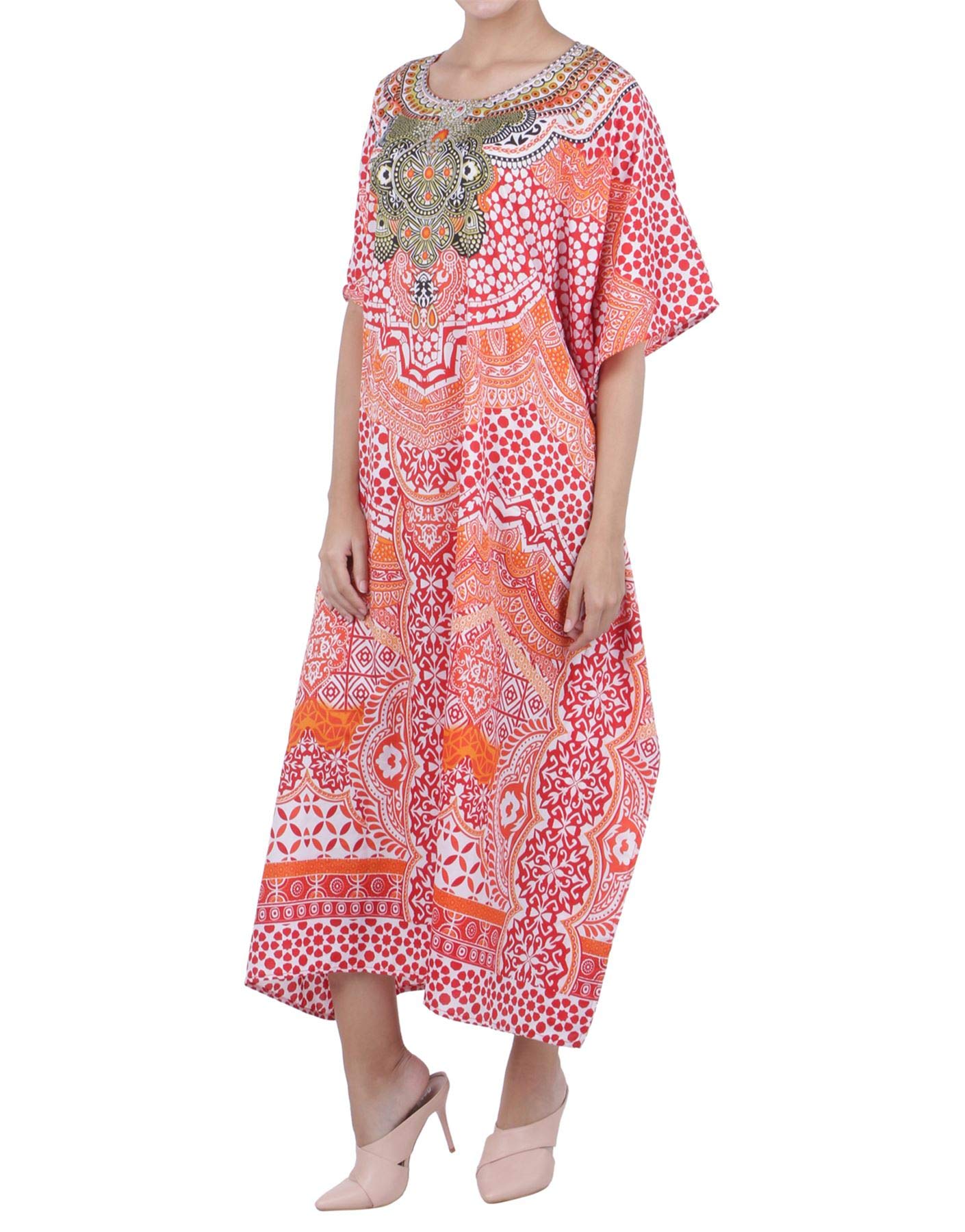Miss Lavish London Women's Kaftan Tunic Kimono Maxi Dress - Flowy Summer Beach Cover Up Dress for Women Plus Size 0X-5X | Perfect for Vacations, Pool Parties & Boho Fashion