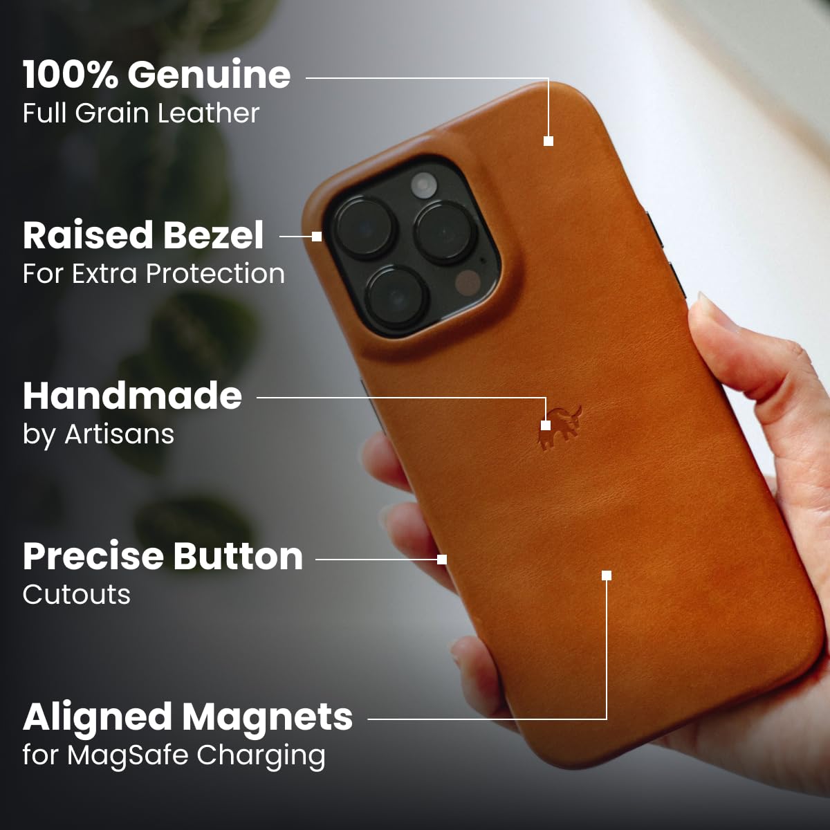 Premium Handcrafted Full-Grain Leather iPhone 12 & 12 Pro Case - Slim Fit, MagSafe Compatible, Ages Beautifully with Unique Patina | Perfect for Business Professionals & Everyday Luxury Use