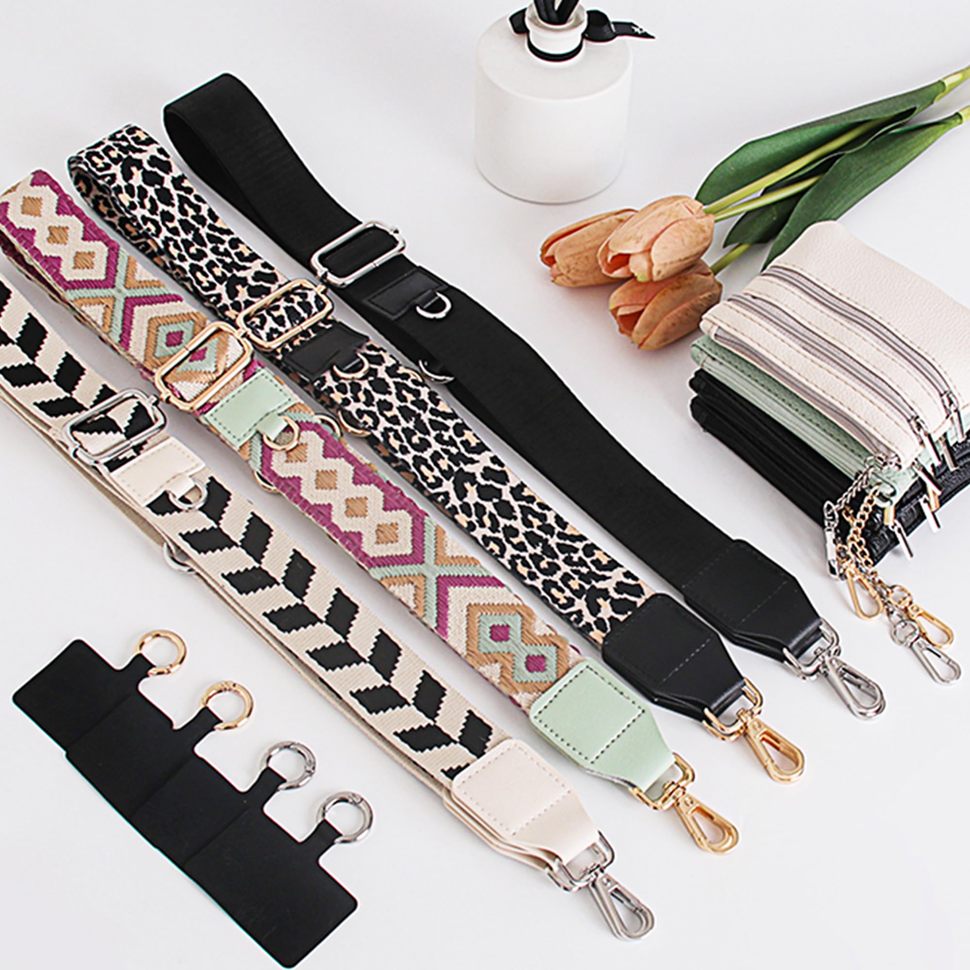 Adjustable Crossbody Phone Strap with Zippered Wallet Pouch - Universal Clip-On Design for All Smartphones - Hands-Free Convenience for Travel, Shopping & Daily Use (Beige)