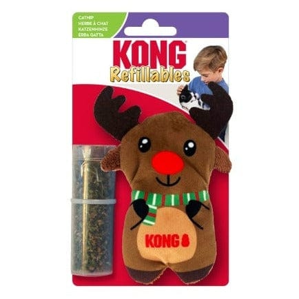 KONG Holiday Refillables Reindeer Cat Toy - Durable Interactive Cat Chew Toy for Kittens & Adult Cats - Perfect for Christmas Gifts & Playtime Fun