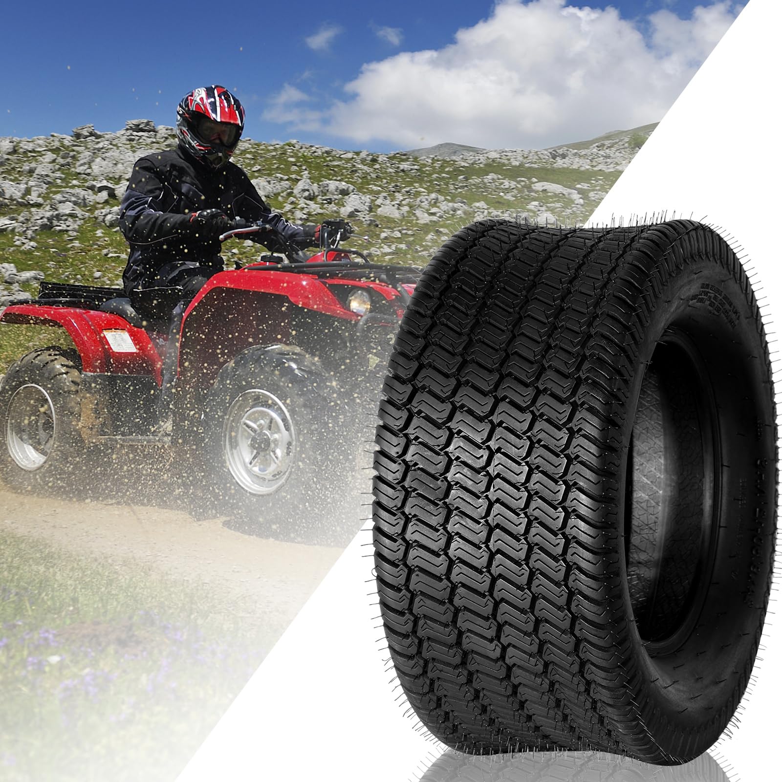 Set of 2 24x9.50-12 Tubeless Bias Tires - 4PR LRB for Lawn Mowers, Golf Carts & Tractors | Heavy-Duty Turf Tires for All-Terrain Performance, Smooth Ride & Enhanced Traction