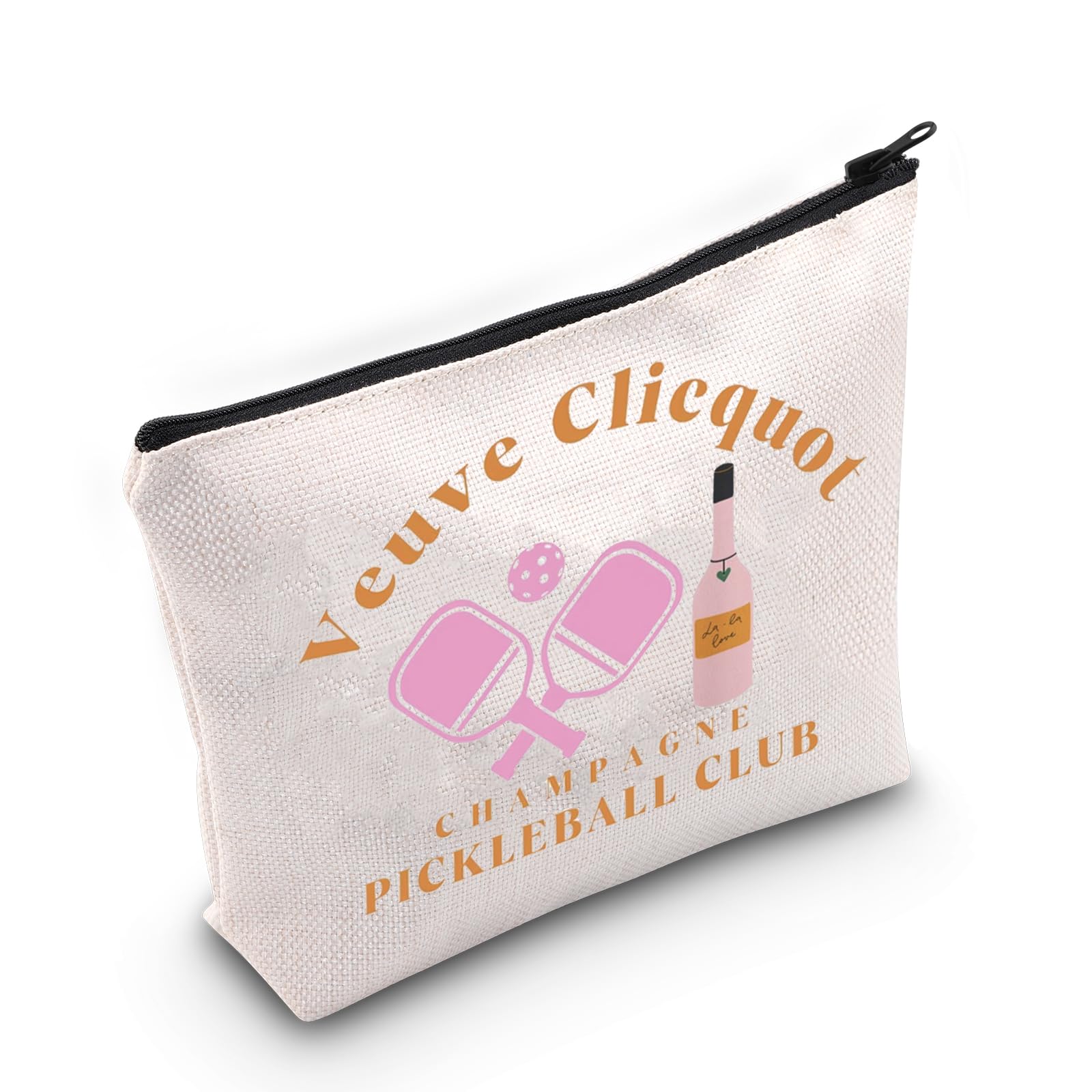 TSOTMO Pickleball Makeup Bag - Perfect Gift for Pickleball Lovers, Players & Coaches | Champagne Design | Great for Pickleball Club Members & Tournaments | Ideal for Travel, Gym & Sports Accessories Storage