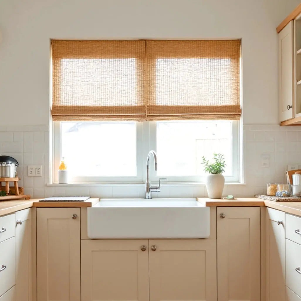 Natural Jute Bamboo Woven Window Shade - Cinnamon Brown | Eco-Friendly Room Darkening Shades for Living Room, Bedroom & Office