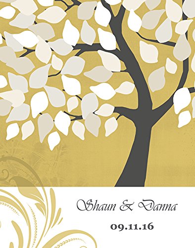 Personalized His & Hers Canvas Wall Art - Custom Couples Tree with Names & Date - Romantic Wedding Anniversary Gift for Newlyweds, Housewarming, Milestone - Gold Frame 30