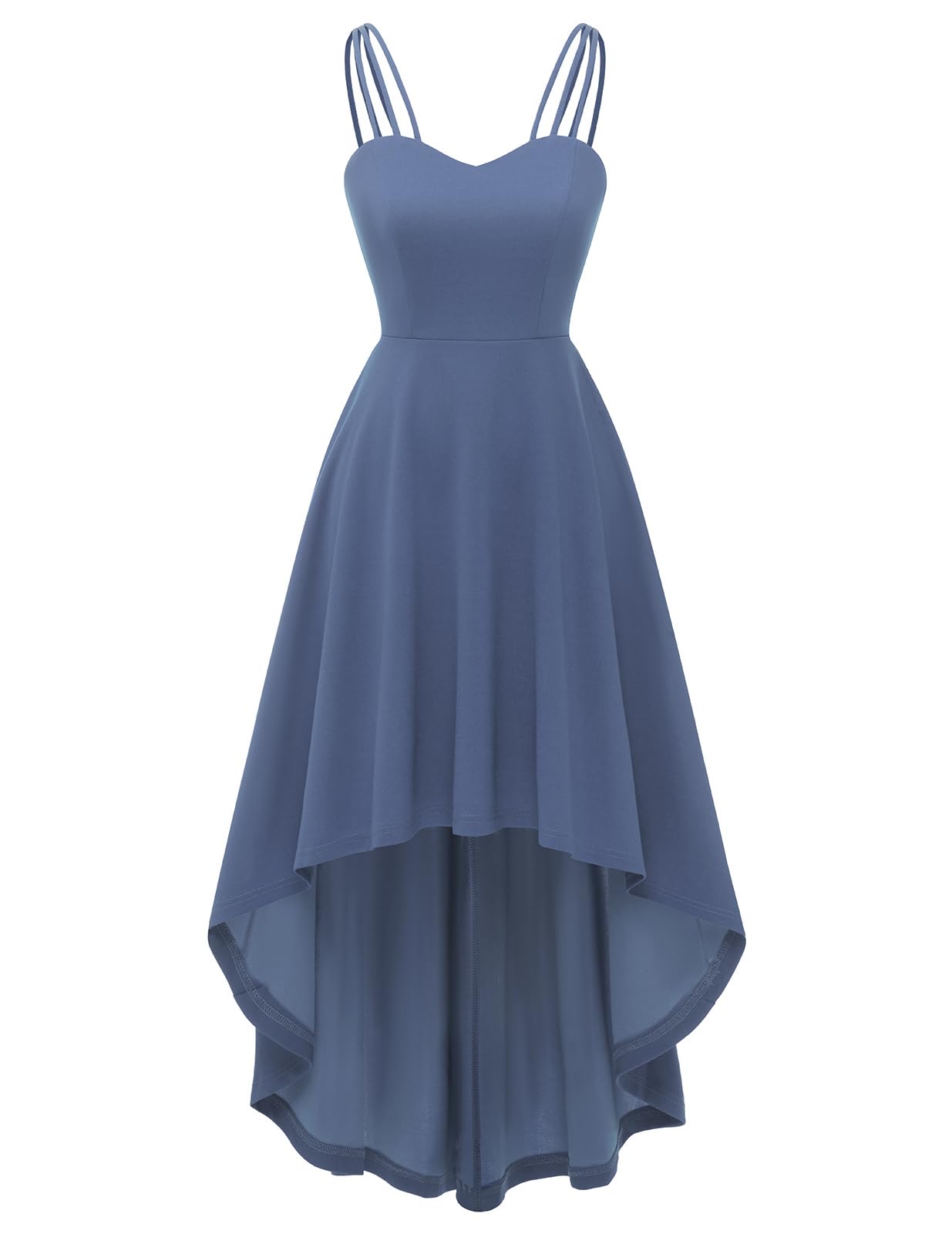 DRESSTELLS Women's Hi-Low Spaghetti Strap Summer Dress - Flowy Flare Cocktail & Wedding Guest Dress for Bridesmaids, Beach Parties & Special Occasions
