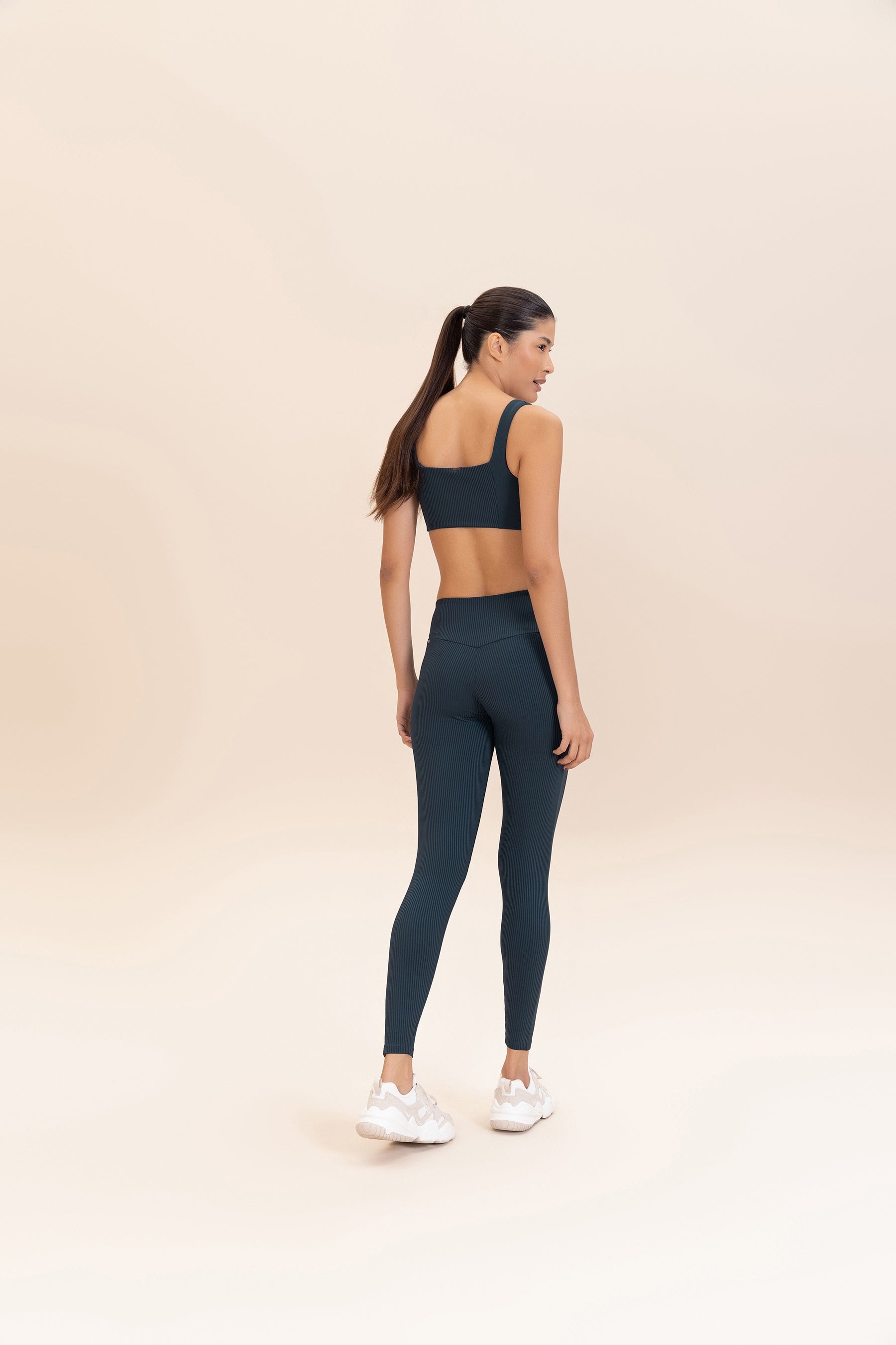 Rib Gloss Leggings for Women - High Waisted Yoga Pants with Tummy Control - Perfect for Workouts, Running & Lounge Wear