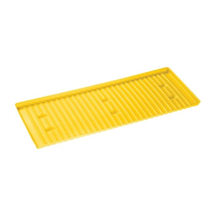 Eagle 29053 Polyethylene Chemical Storage Shelf & Sump Combo for 30/40/45 Gallon or 15/17 Gallon Safety Cabinets - Yellow | Lab, Industrial & Workplace Hazardous Material Containment Solution