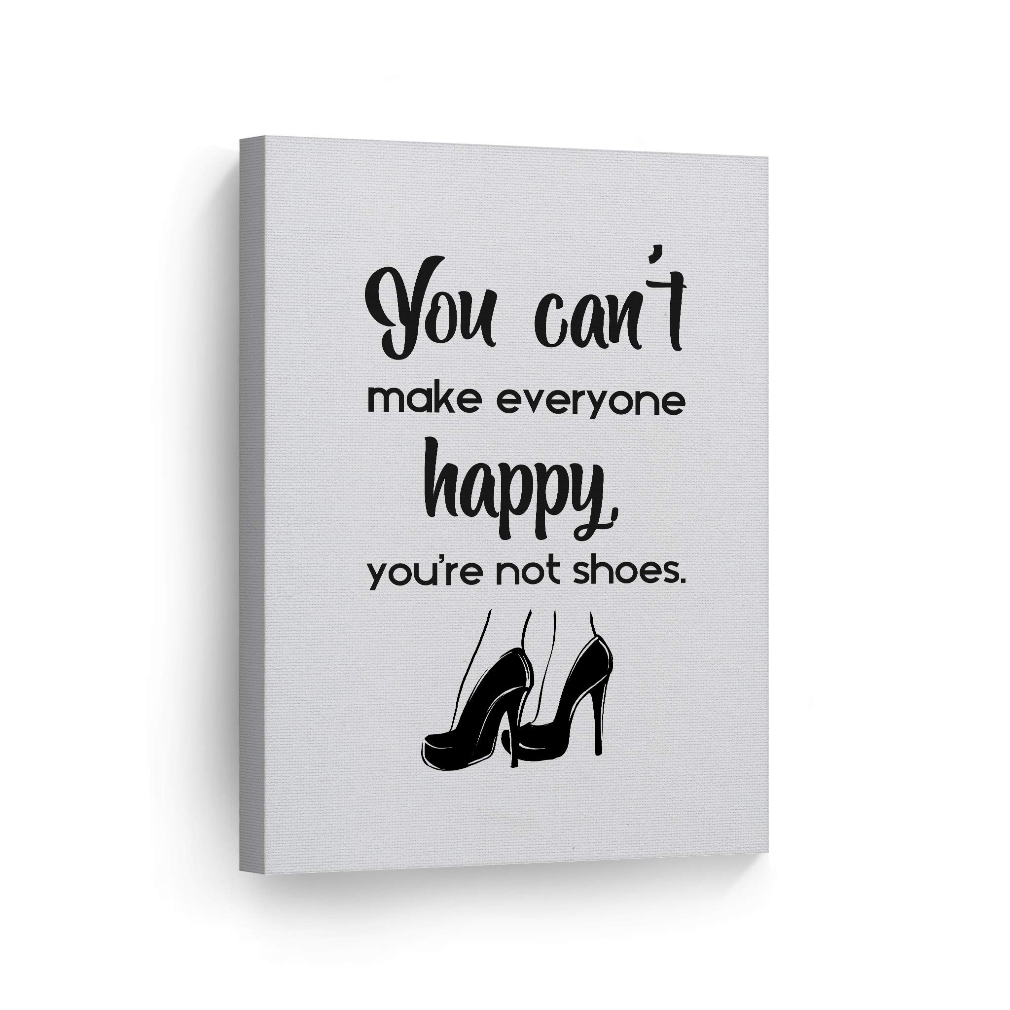 Smile Art Design 'You Can’t Make Everyone Happy You’re Not Shoes' Quote - High Heels Fashion Canvas Print Wall Art for Girls Room, Women's Dorm, Bedroom & Living Room Decor - Ready to Hang 40x30 - Perfect for Fashion Lovers & Home Styling