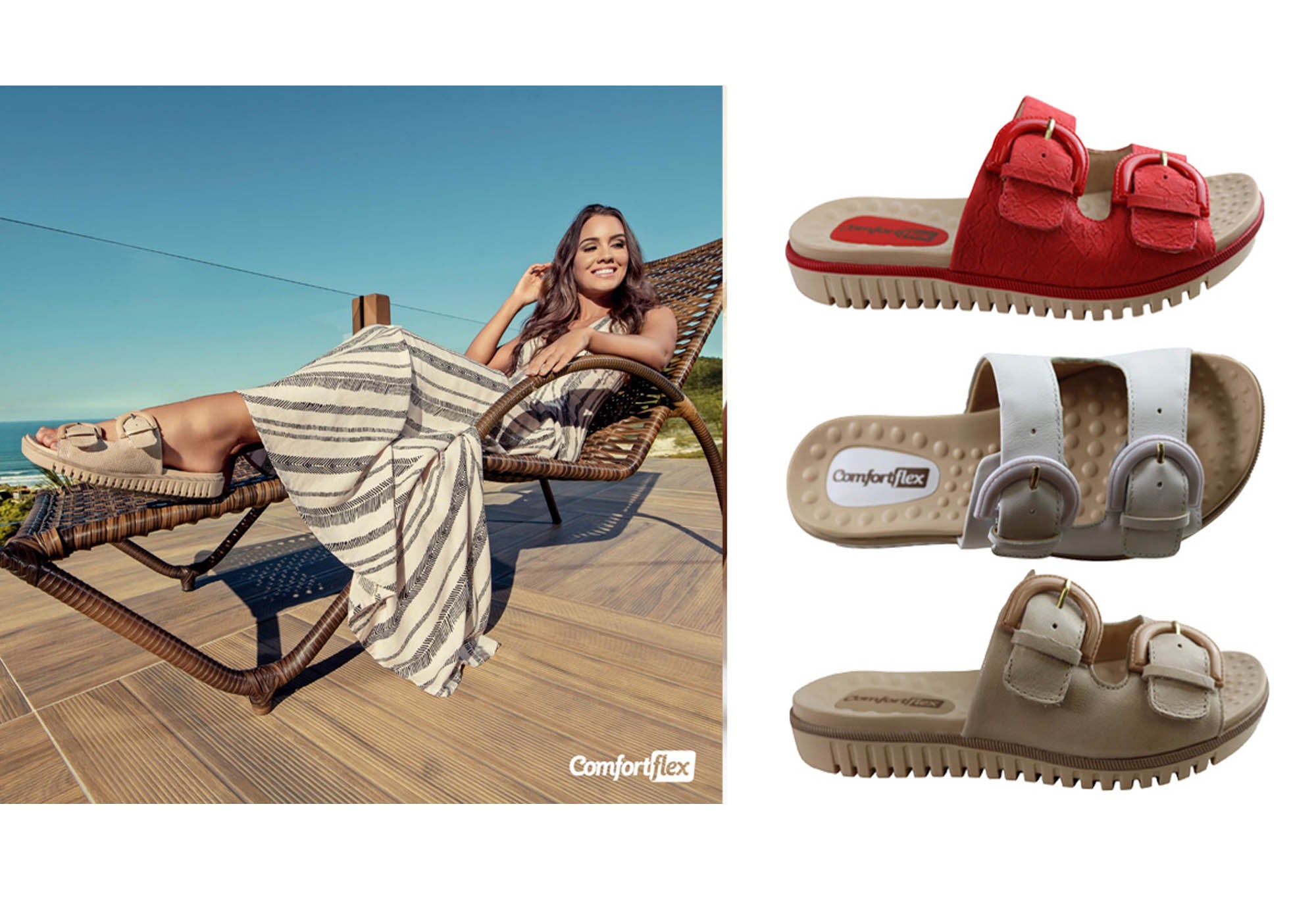Comfortflex Daphine Women's Leather Slides Sandals - Handmade in Brazil - Comfortable House Slippers for Indoor/Outdoor Wear