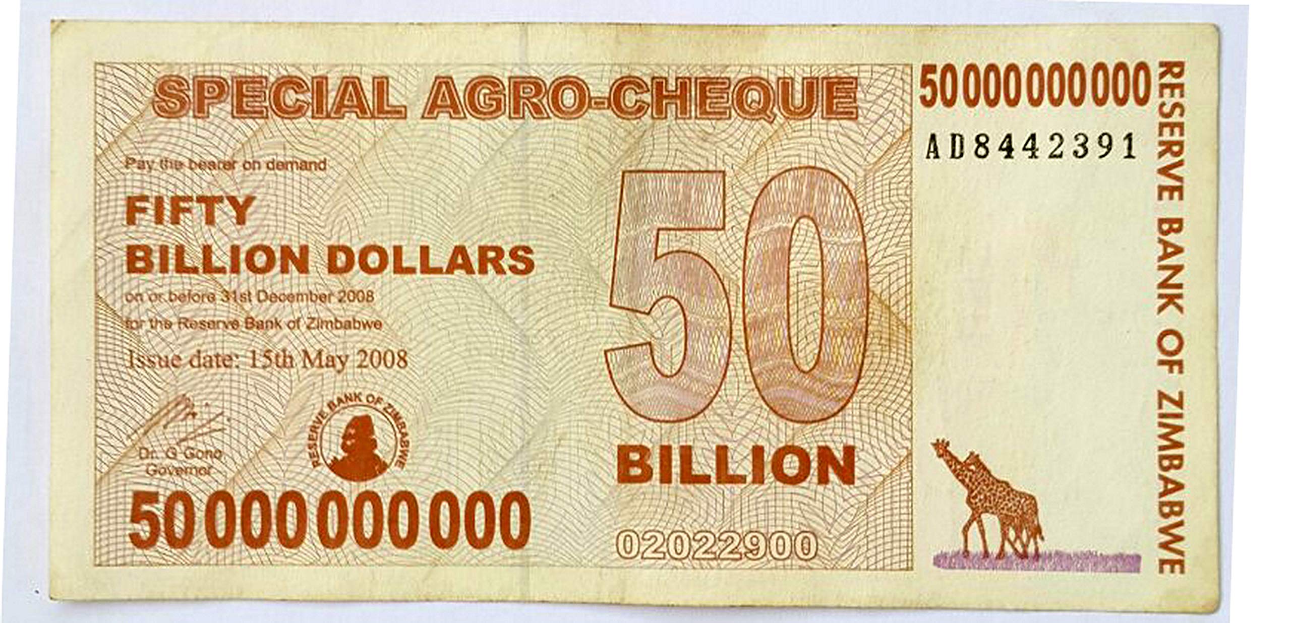 50,000,000,000 Zimbabwe Dollars Banknote - Rare Collectible Currency for Sale - Perfect for Numismatists, History Buffs & Unique Gift Ideas