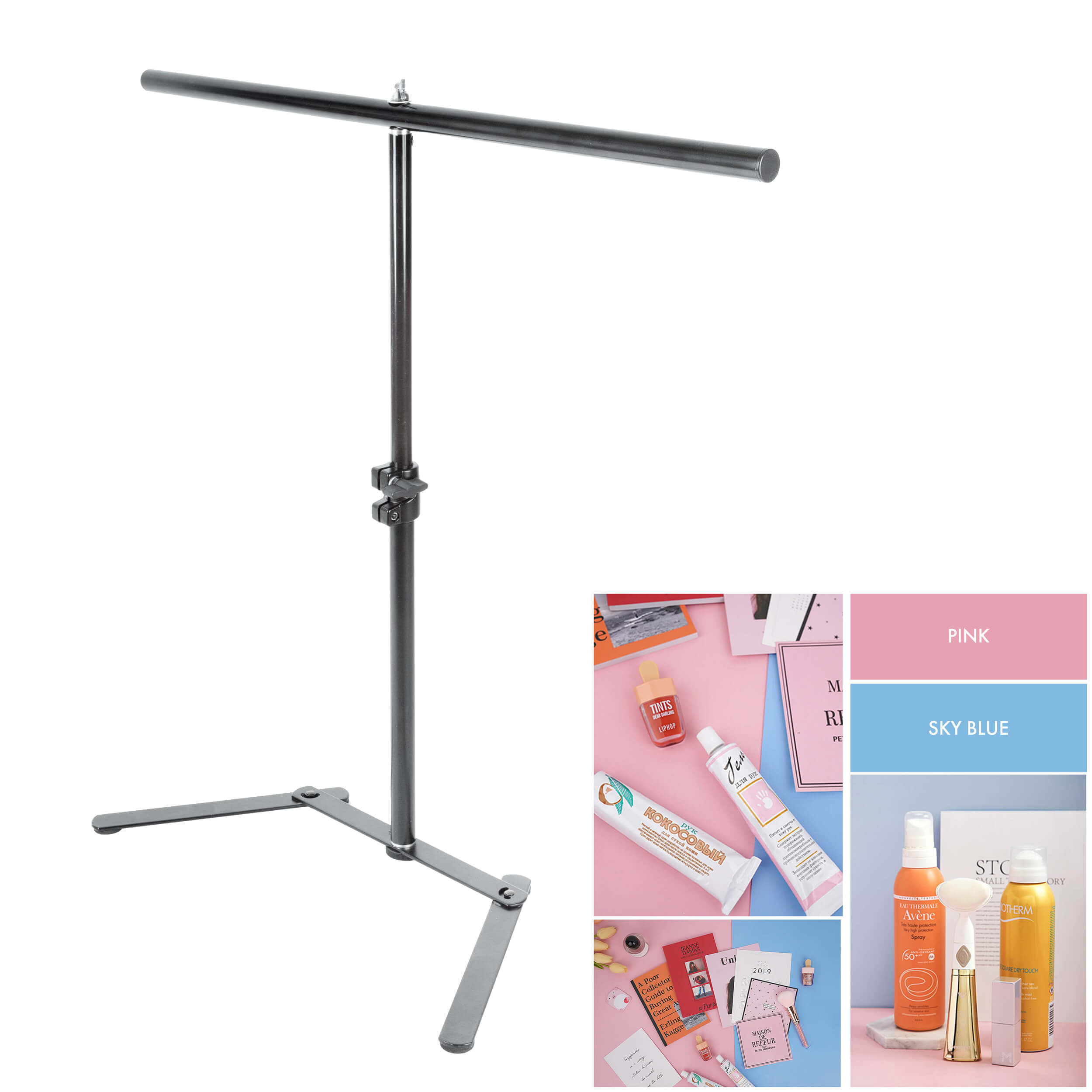 Dual Sided Photography Backdrop Paper with Adjustable Table Stand - Perfect for Product Photography, Food Blogging & E-commerce Listings