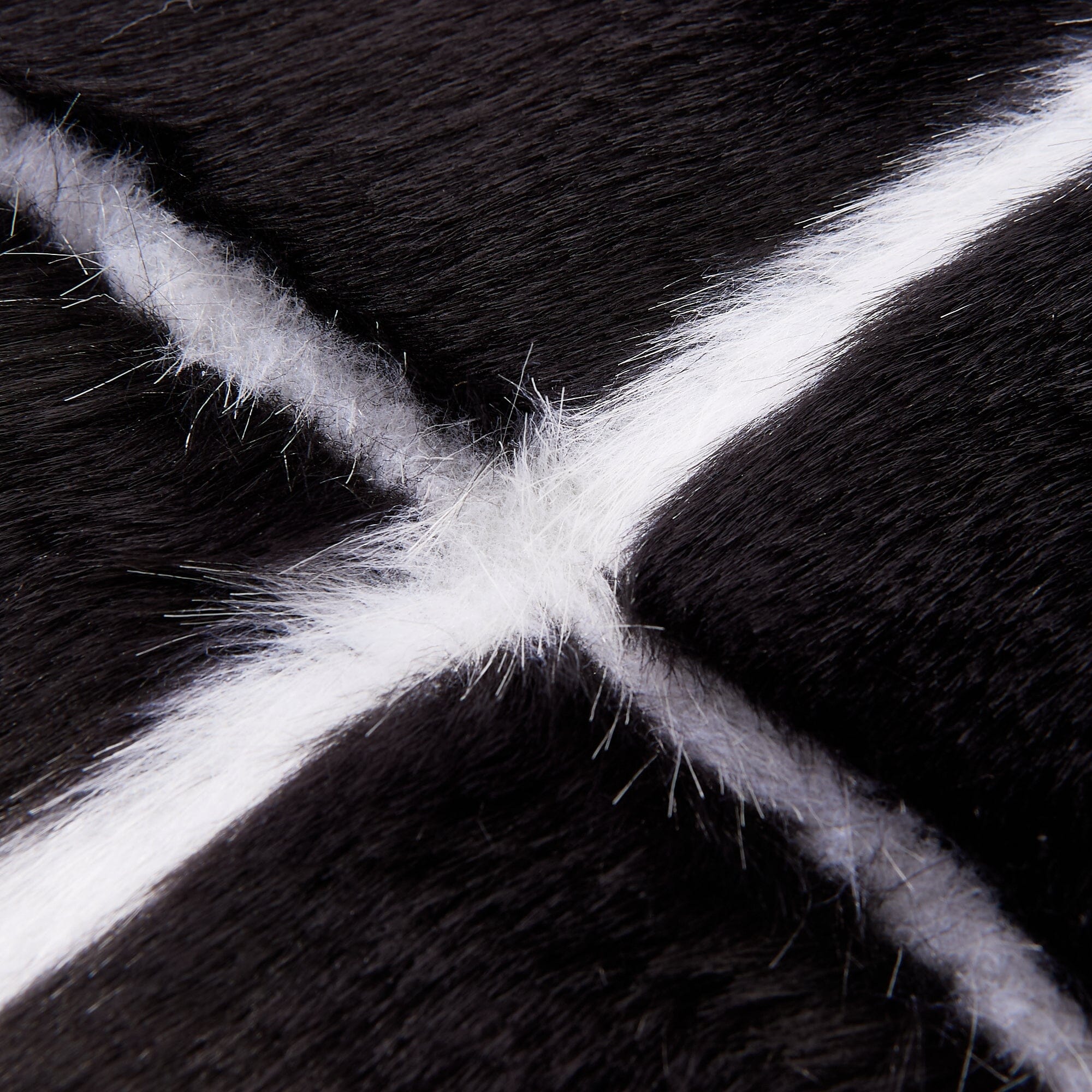 Premium Fur U Cushion Cover 18x18 Inches (450x450mm) - Soft Black & White Decorative Pillow Case for Sofa, Bed, Chair - Cozy Home & Office Decor Accessory