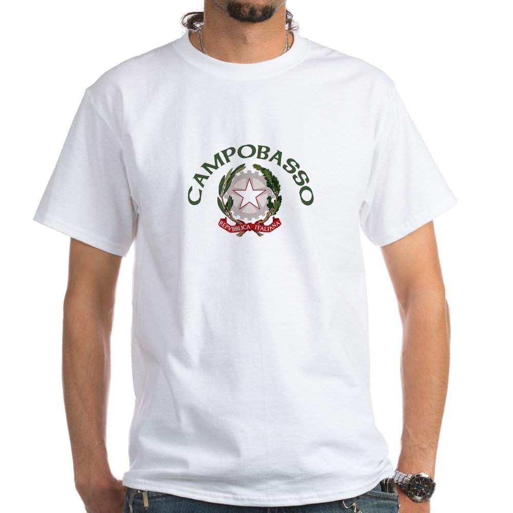 Campobasso Italy White Cotton T-Shirt - Soft Breathable Men's & Women's Tee for Travel, Gifts & Casual Wear