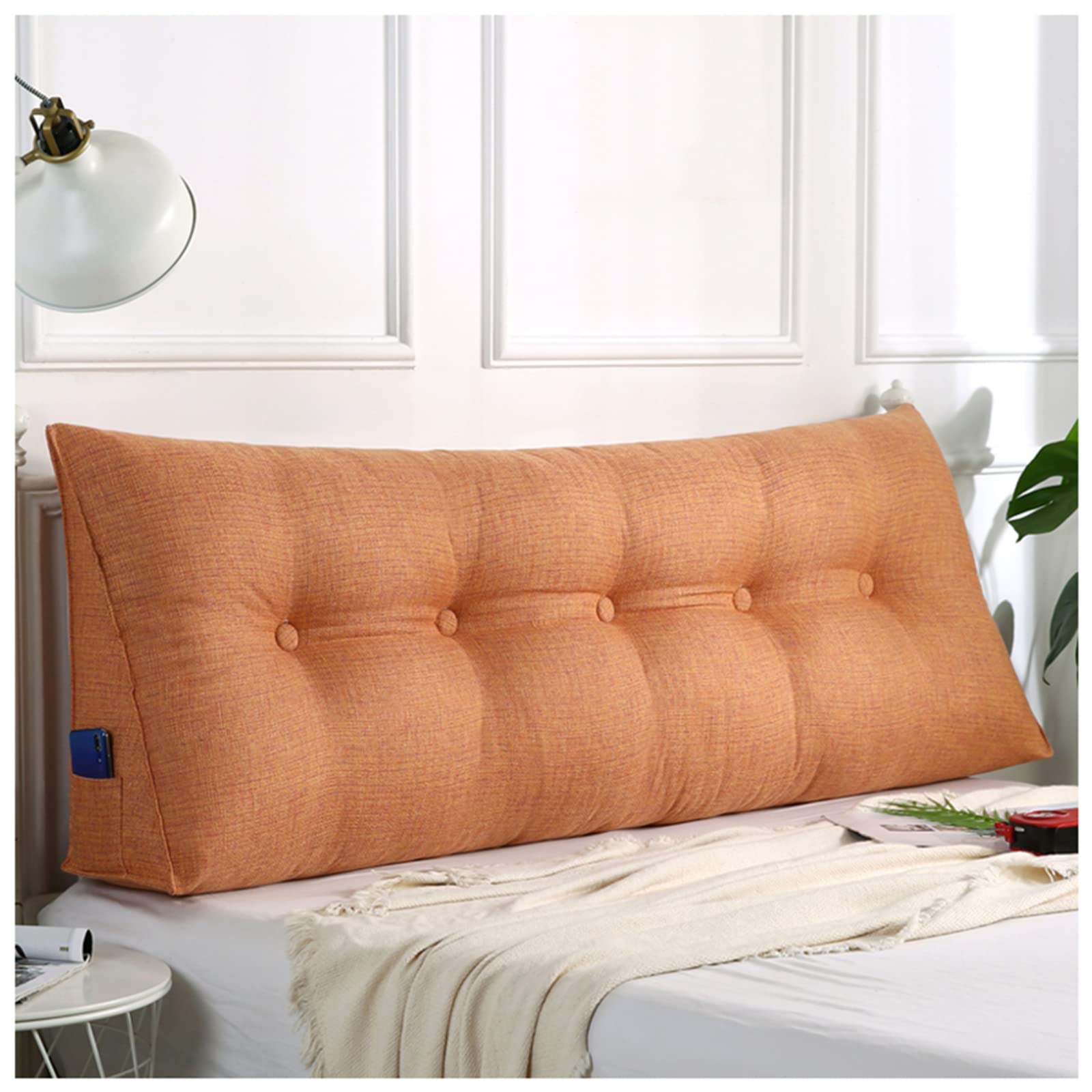 Extra Large Bed Rest Reading Pillow - Triangular Wedge Pillow for Sitting Up in Bed, Headboard Backrest & Sofa Support (79in/200cm, Orange) - Perfect for Reading, Watching TV, and Relaxing at Home