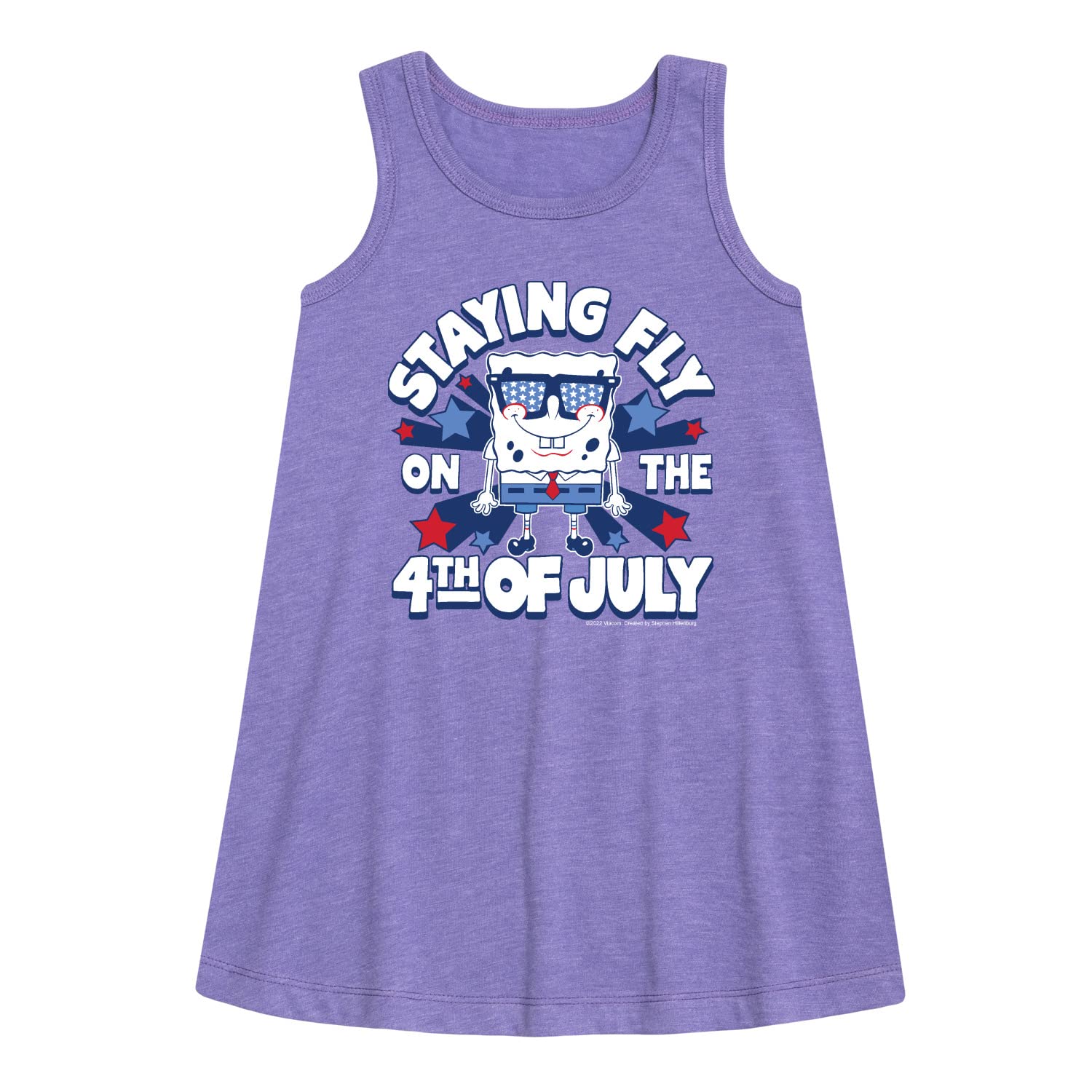 HYBRID APPAREL Spongebob Squarepants 4th of July A-Line Dress for Toddler & Youth Girls - Patriotic Kids Outfit for Independence Day Celebrations