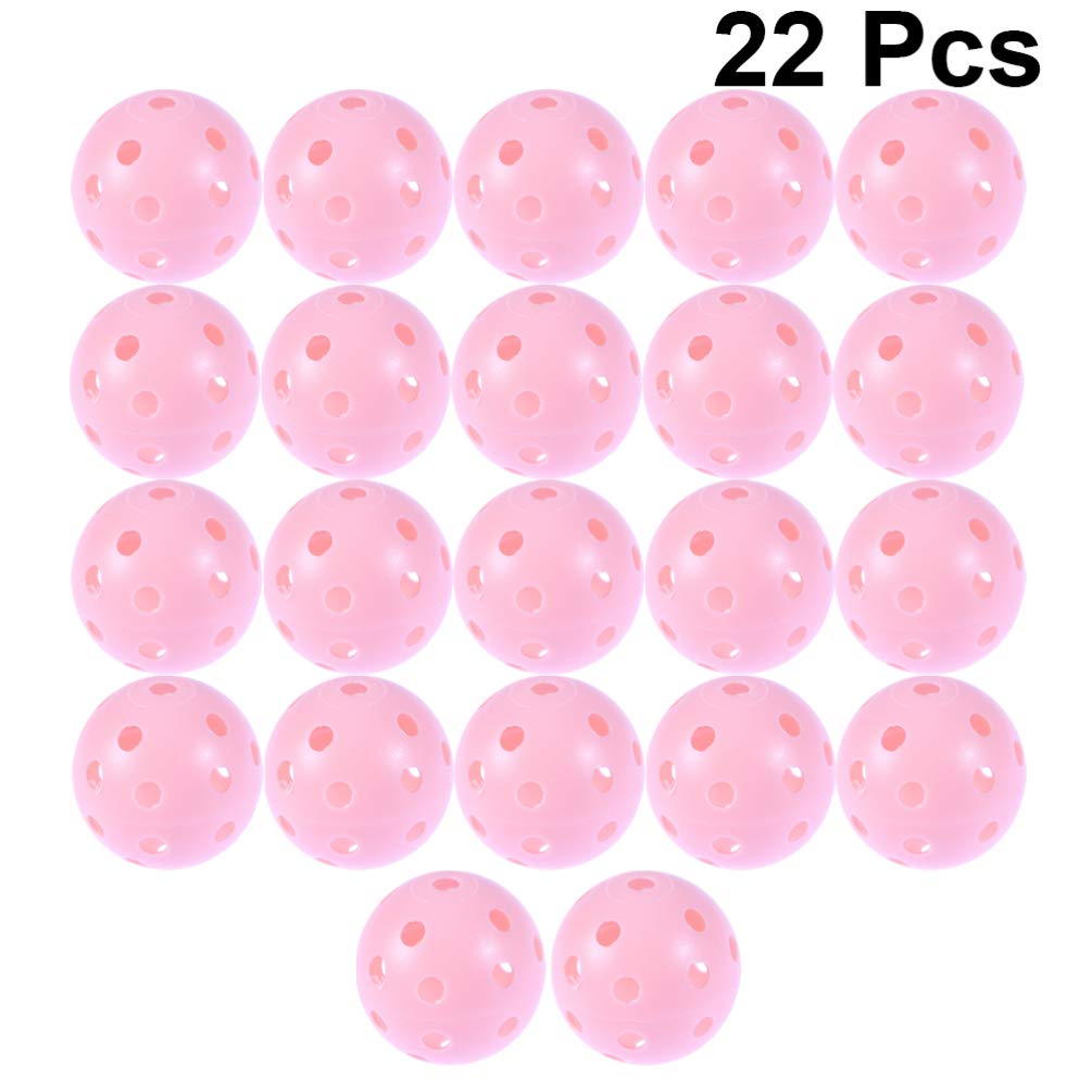 Jojofuny 22Pcs Practice Golf Balls - Durable Plastic Hollow Training Balls for Indoor & Outdoor Golf, Baseball & Pickleball Practice (Yellow) - Perfect for Backyard Drills, Driving Range & Sports Court Training