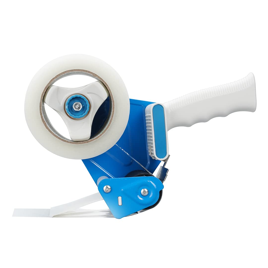 RW Base 9.8 Inch Heavy Duty Tape Dispenser Gun - Adjustable Brake & Sharp Blade for Packaging | Blue Ergonomic Handle Shipping Tape Gun (Tape Sold Separately) | Ideal for Restaurants, Warehouses & Shipping Departments