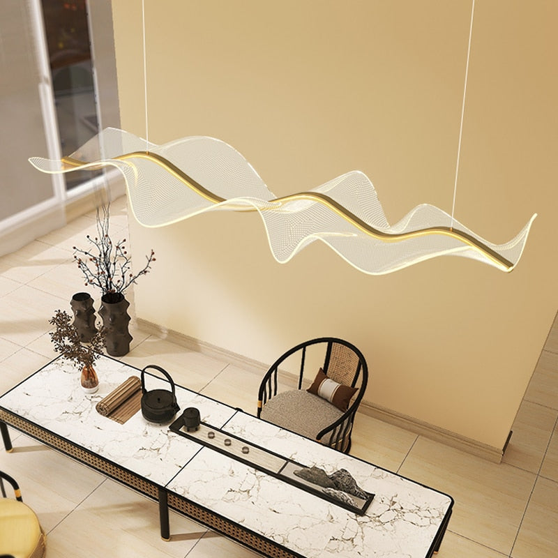 Wave LED Hanging Light Fixture - Modern Dimmable Pendant Lighting for Kitchen Island, Dining Room, Bar & Restaurant | Energy Efficient Indoor Ceiling Lamp for Home & Commercial Spaces
