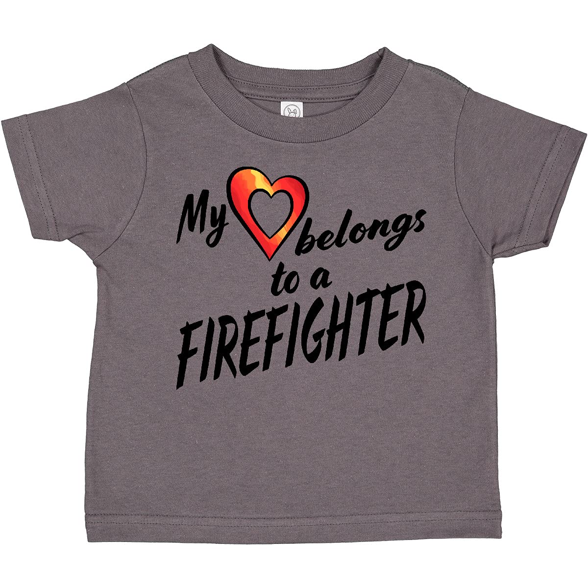 Inktastic My Heart Belongs to a Firefighter Red Heart Toddler T-Shirt - Cute Kids Apparel for Firefighter Families & Supporters - Perfect for Playdates, Daycare & Firefighter Events