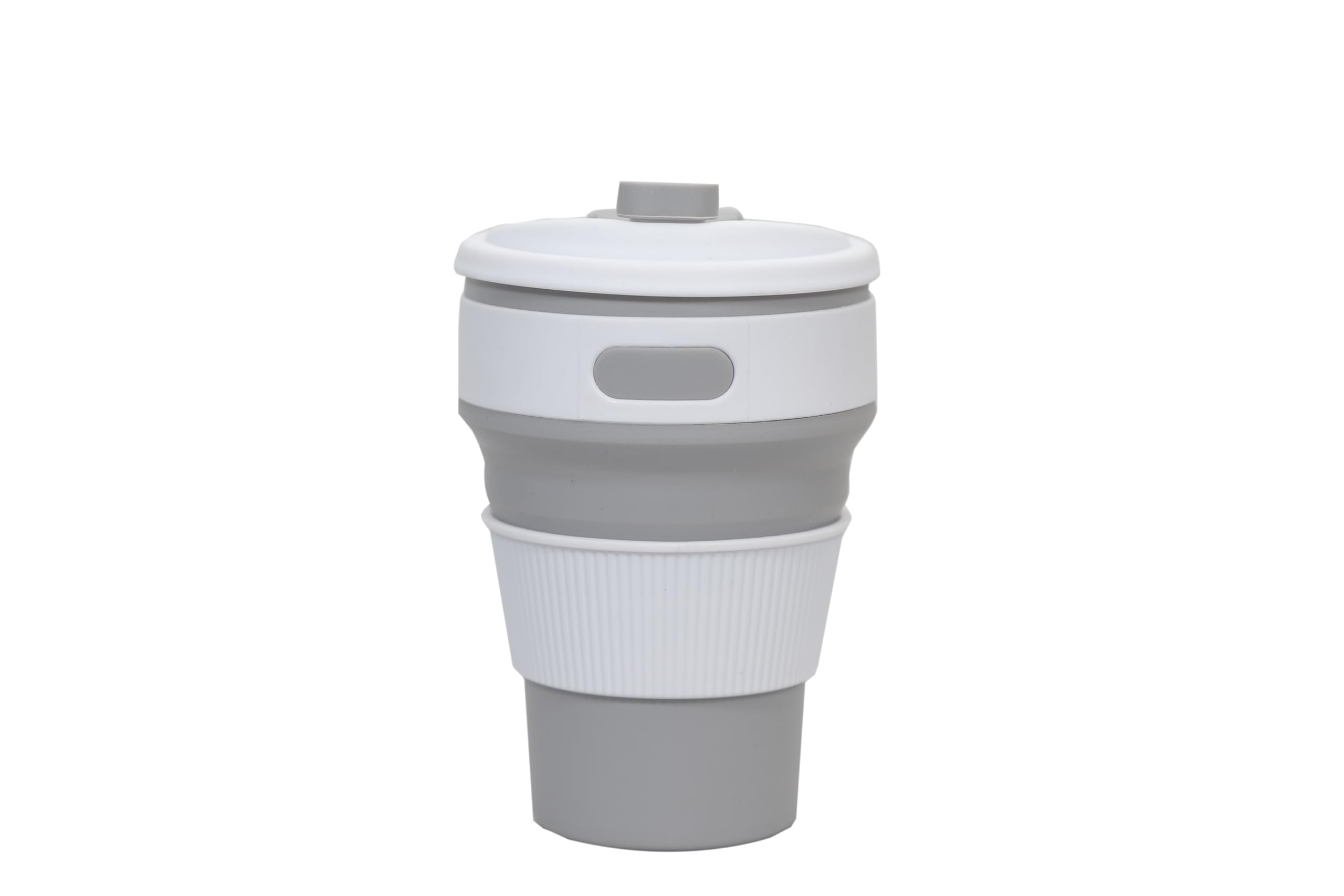 Eco-Friendly Collapsible Travel Mug - BPA Free Food Grade Silicone Thermos for Hot & Cold Drinks (350ml, Grey) - Perfect for Camping, Hiking, Office & Commuting - Foldable Cup with Leak-Proof Lid