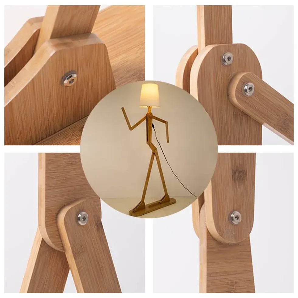 Adjustable Wooden Figurine Floor Lamp - Modern Home Decor for Living Room, Bedroom & Office Lighting