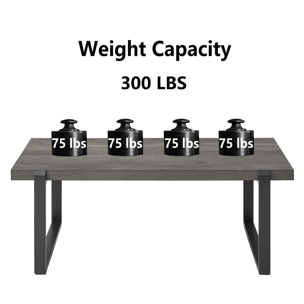 EXCEFUR Modern Coffee Table - Rustic Wood & Metal Rectangle Cocktail Table for Living Room - 44 Inch Grey Center Table - Perfect for Small Spaces, Apartments & Cozy Home Decor