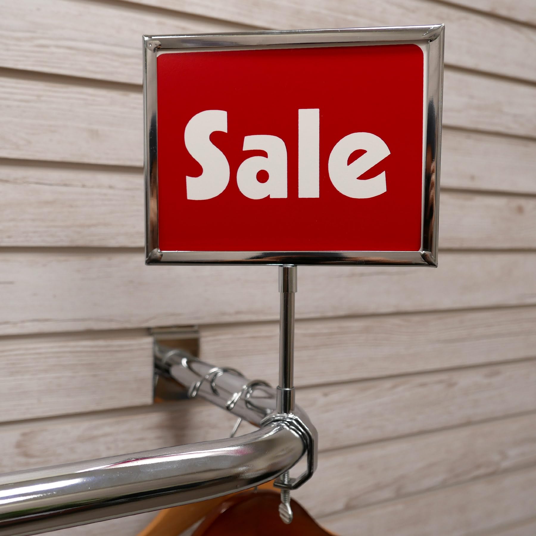 Universal Retail Rack Chrome Frame Clamp-On Sign Holder - 5.5